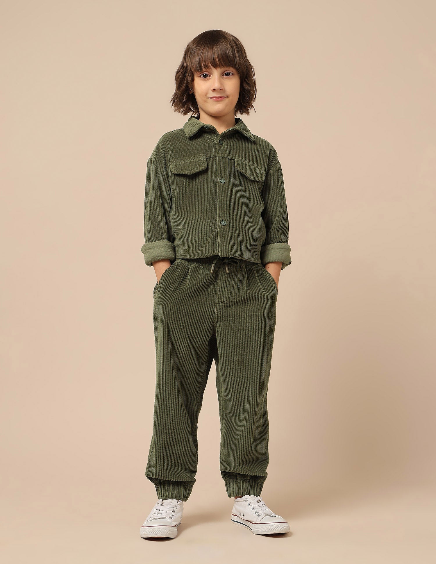 Boys Relaxed Fit Corduroy Joggers Olive - U.S. POLO ASSN. | Large