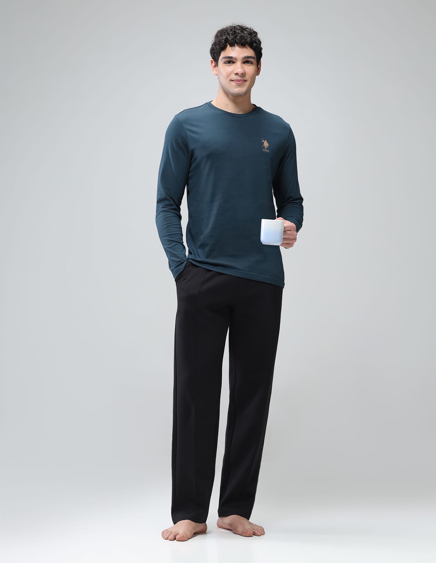 Comfort Fit Solid I693 Lounge T-Shirt - Pack Of 1 Teal - U.S. Polo Assn. India | Large