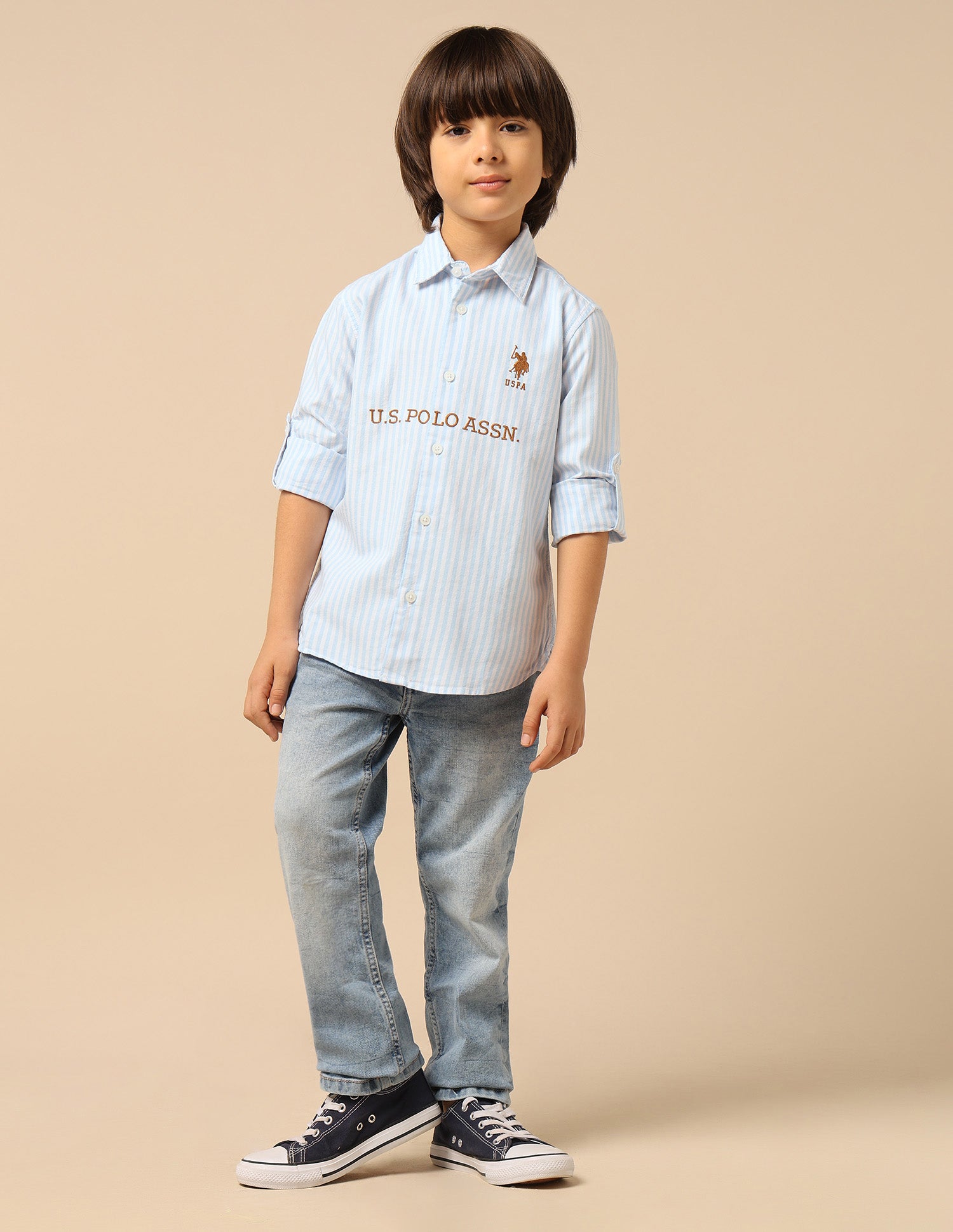 Boys Brand Embroidered Oxford Shirt Light Blue - U.S. POLO ASSN. | Large