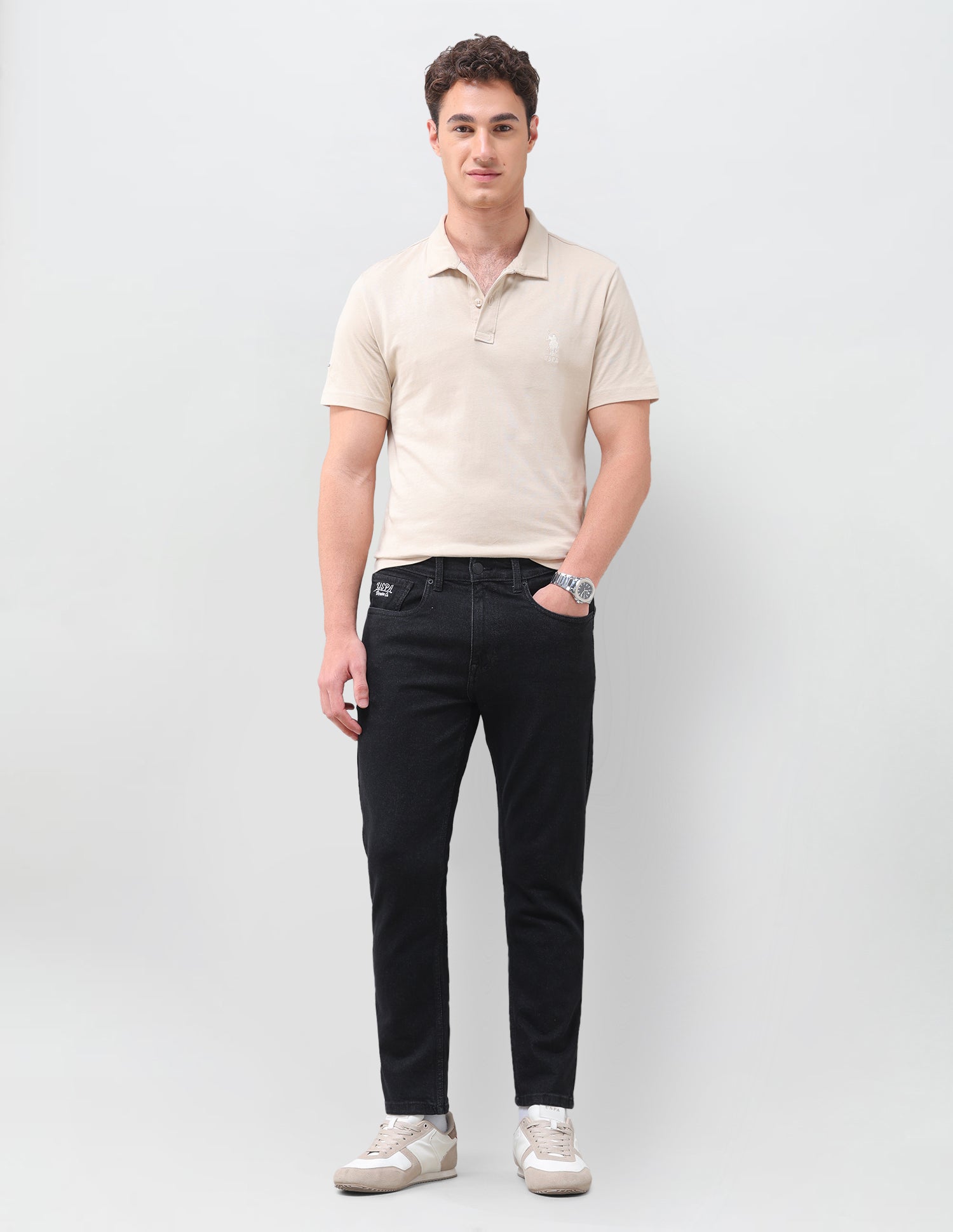 Cole Comfort Cropped Fit Black Jeans Black - U.S. Polo Assn. India | Large