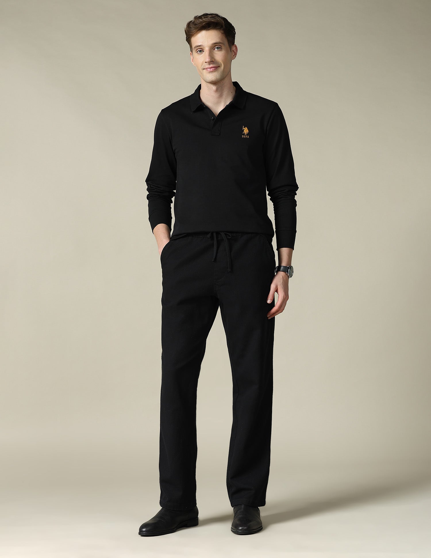 Solid Regular Fit Polo Shirt Black - U.S. Polo Assn. India | Large