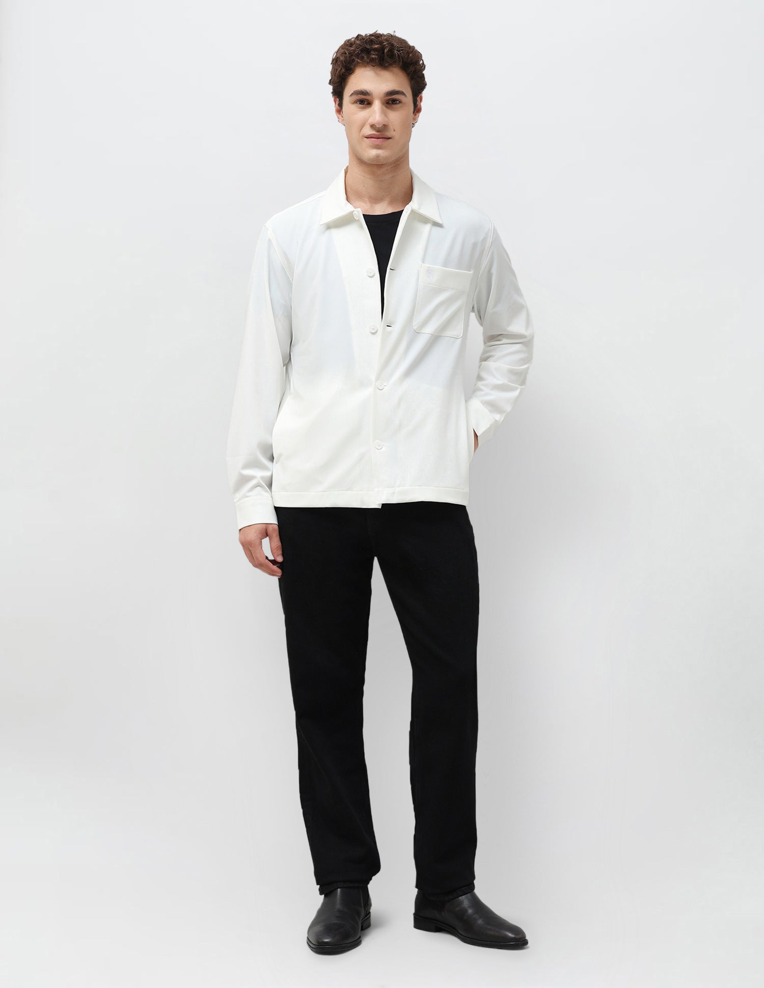 Solid Regular Fit Shacket White - U.S. Polo Assn. India | Large