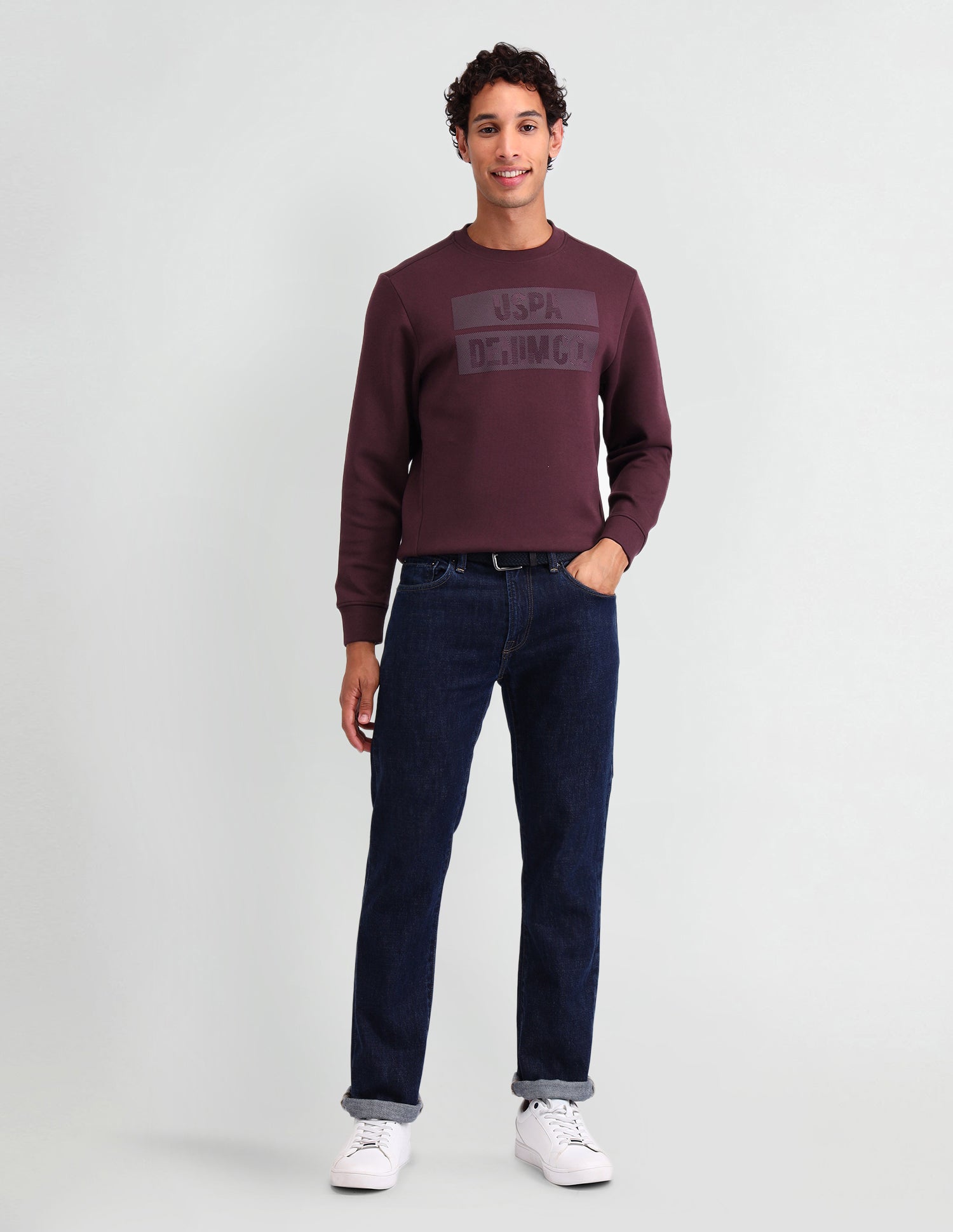 Brand Printed Regular Fit Sweatshirt Wine - U.S. POLO ASSN. | Large