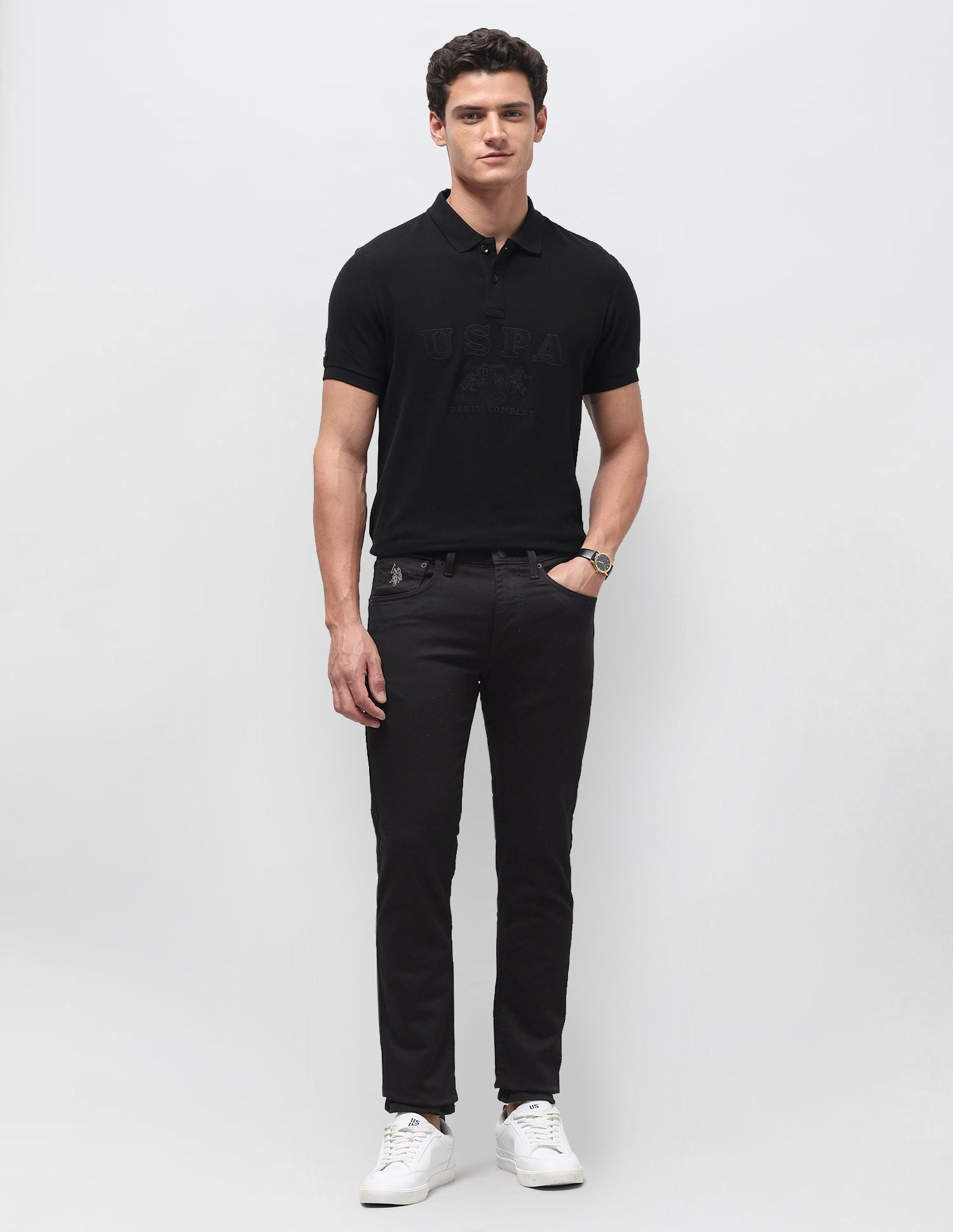 Regallo Skinny Fit Black Jeans Black - U.S. Polo Assn. India | Large