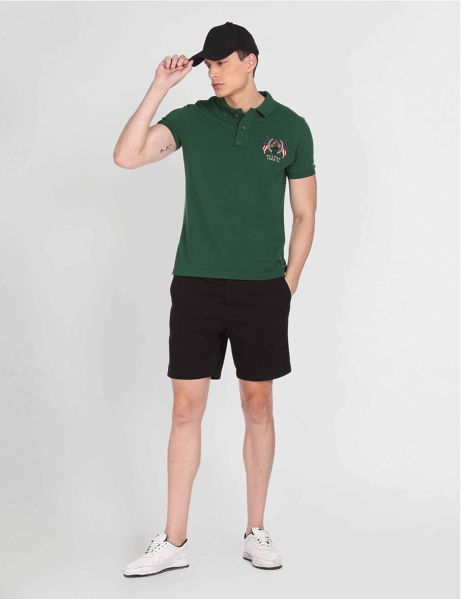 Cotton Solid Polo Shirt Dark Green - U.S. POLO ASSN. | Large