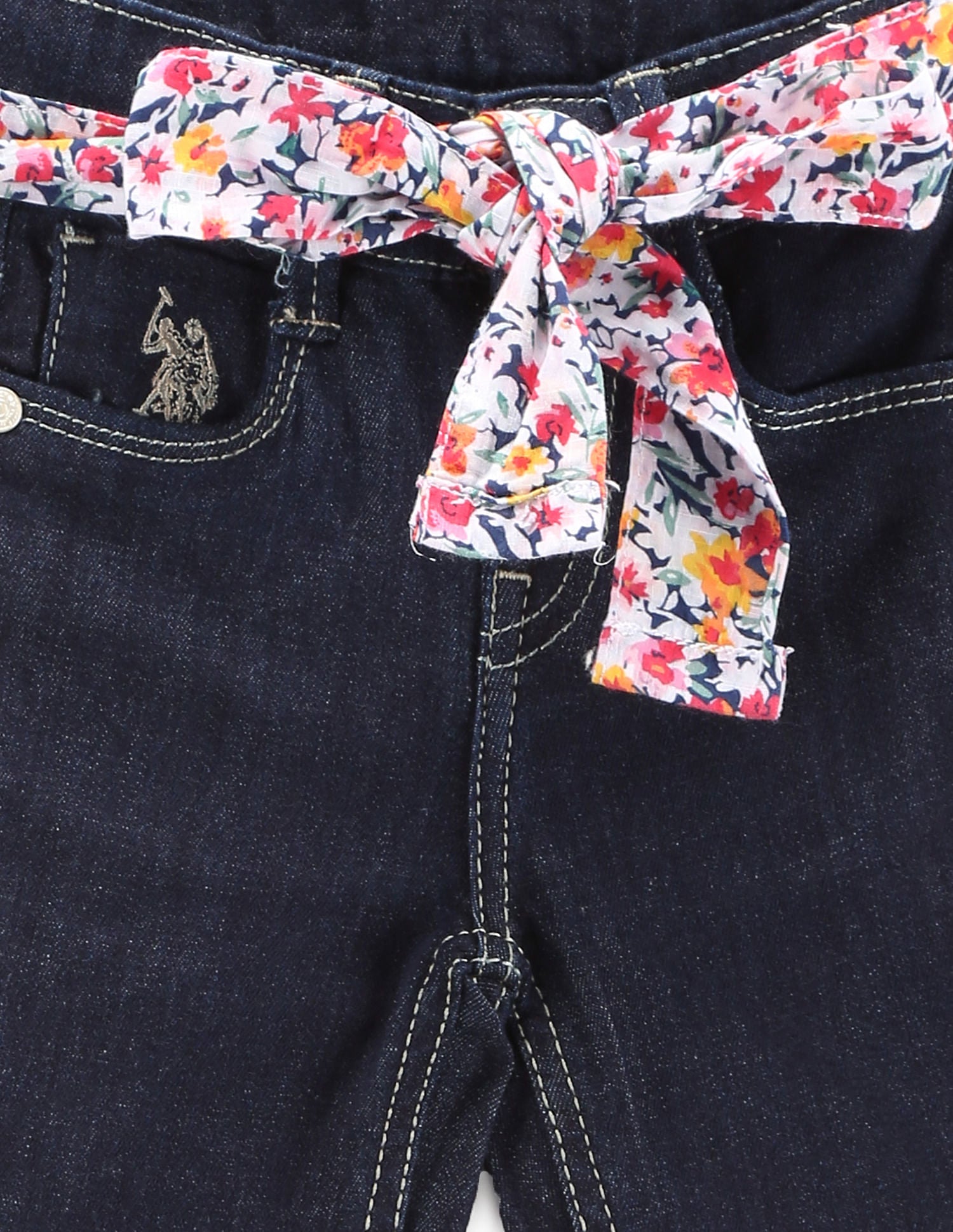 Girls Mid Rise Bootcut Jeans Dark Blue - U.S. Polo Assn. India | Large
