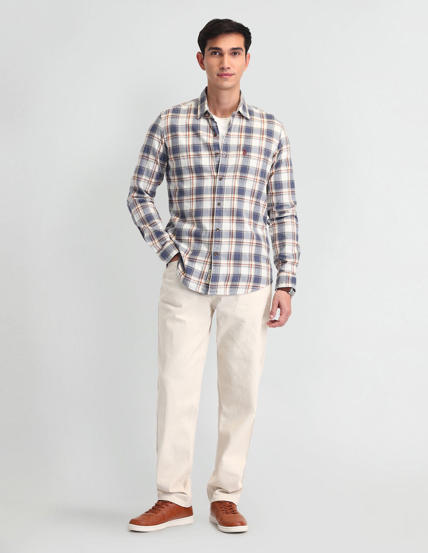 Tartan Check Regular Fit Shirt Brown - U.S. Polo Assn. India | Large