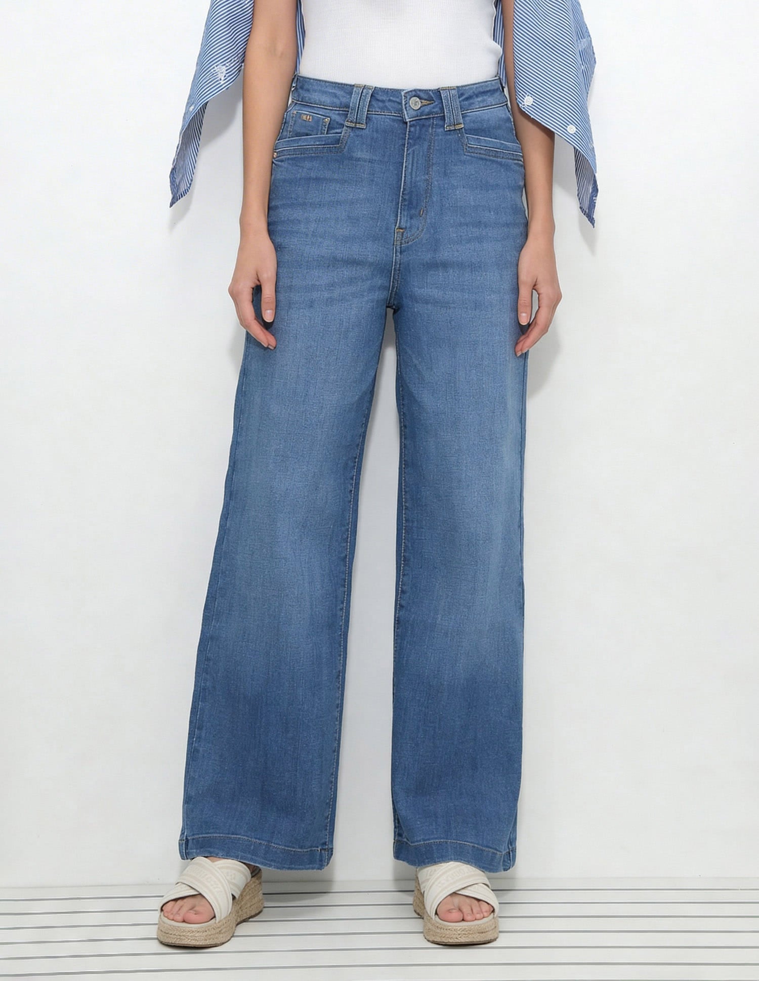 High Rise Wide Leg Jeans Blue - U.S. Polo Assn. India | Large