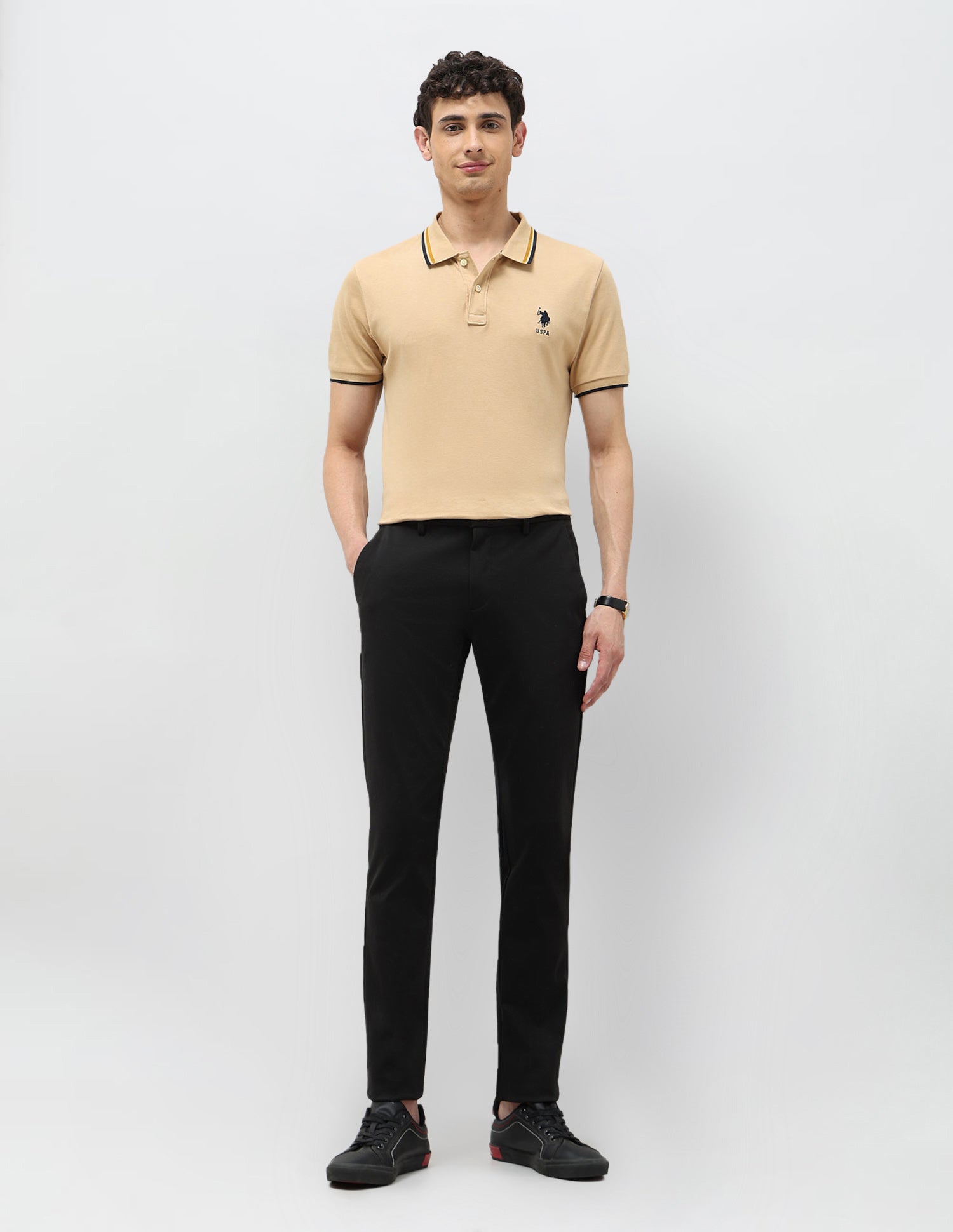 Satin Slim Fit Trousers Black - U.S. Polo Assn. India | Large