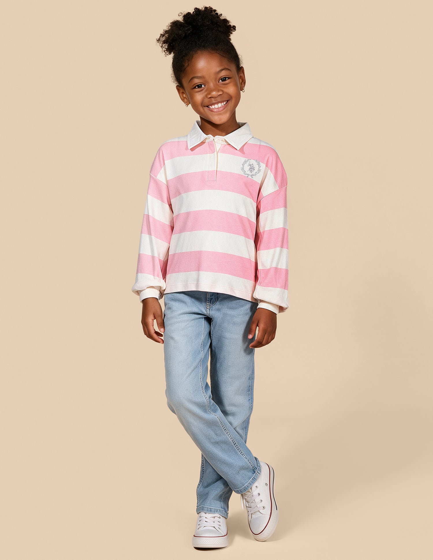 Horizontal Striped Relaxed Fit Polo Shirt Pink - U.S. Polo Assn. India | Large
