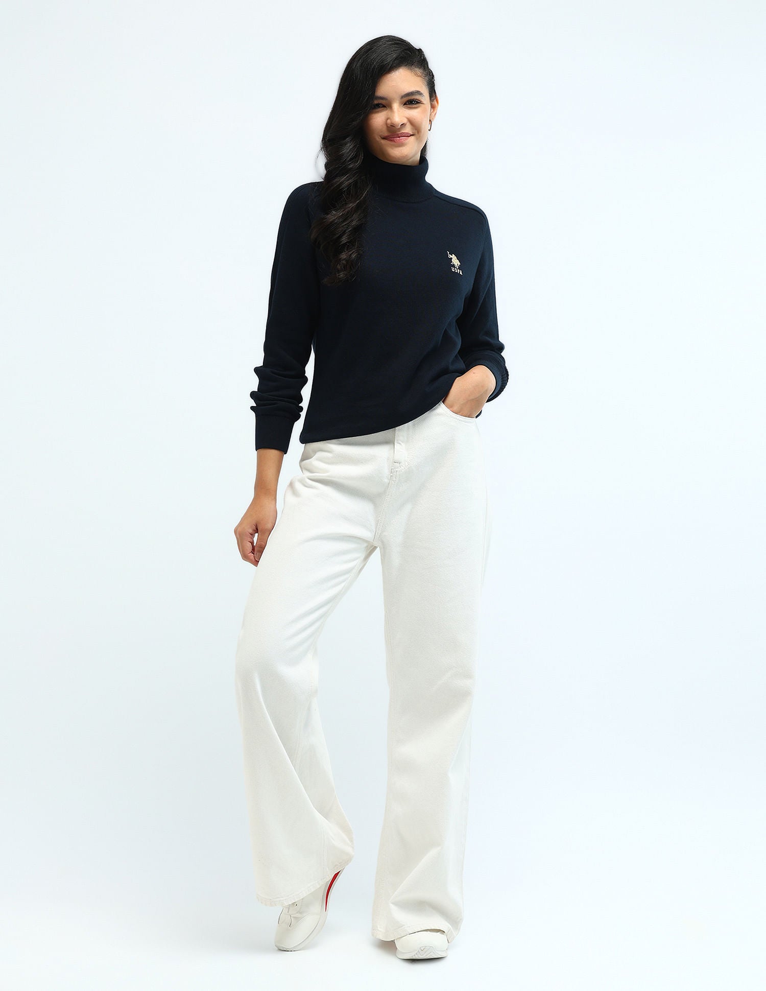 High Neck Cotton Sweater Navy - U.S. Polo Assn. India | Large