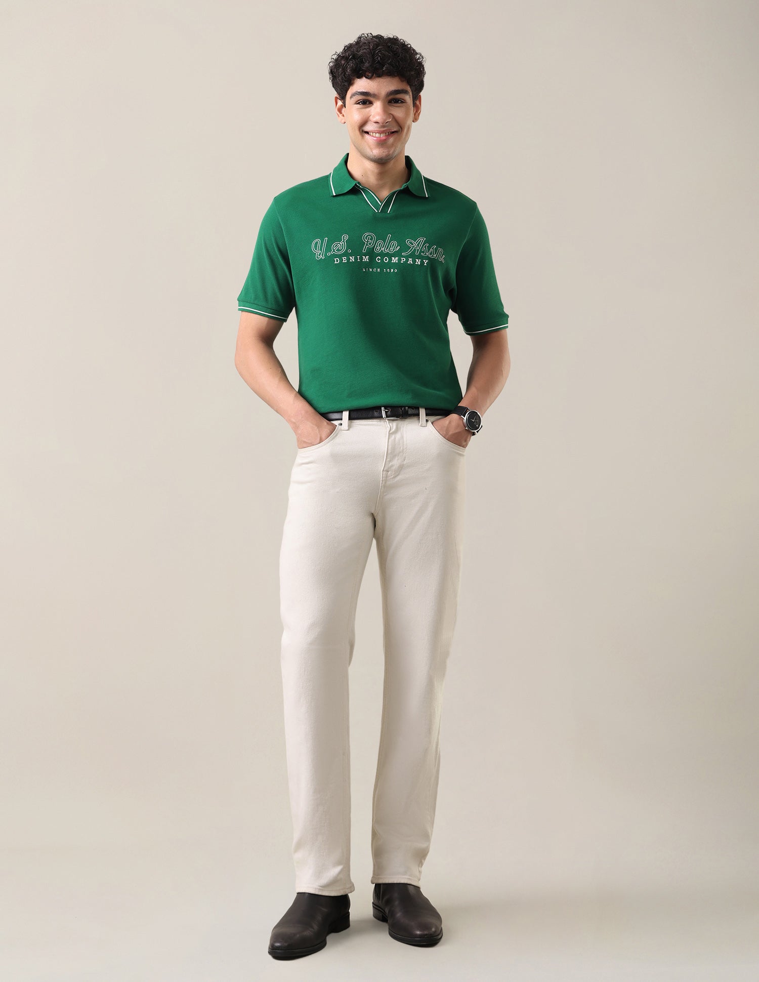 Brand Embroidered Comfort Fit Polo Shirt Green - U.S. Polo Assn. India | Large