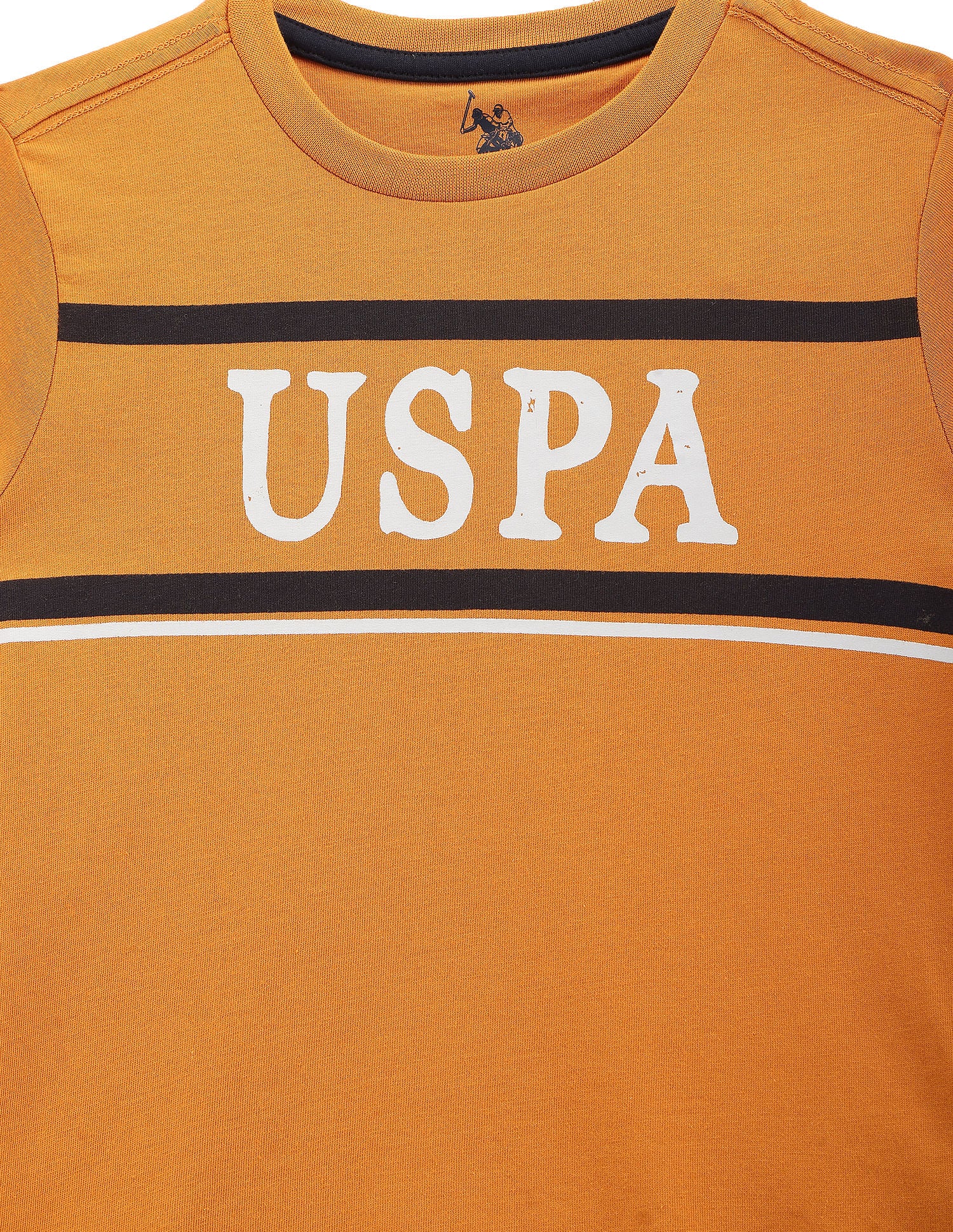 Boys Brand Stripe Cotton T-Shirt Mustard - U.S. POLO ASSN. | Large