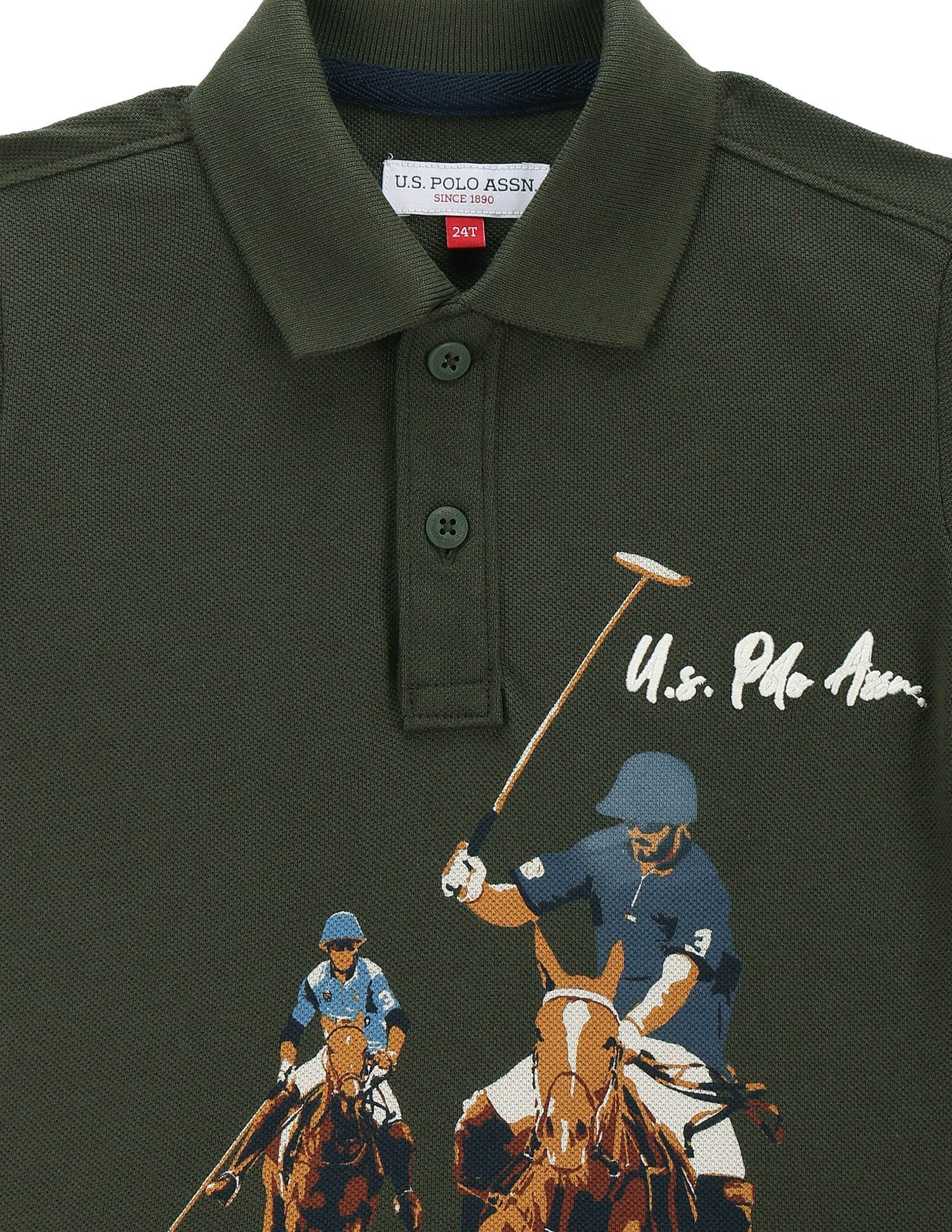 Boys Flag Pattern Sweater Dark Olive - U.S. POLO ASSN. | Large