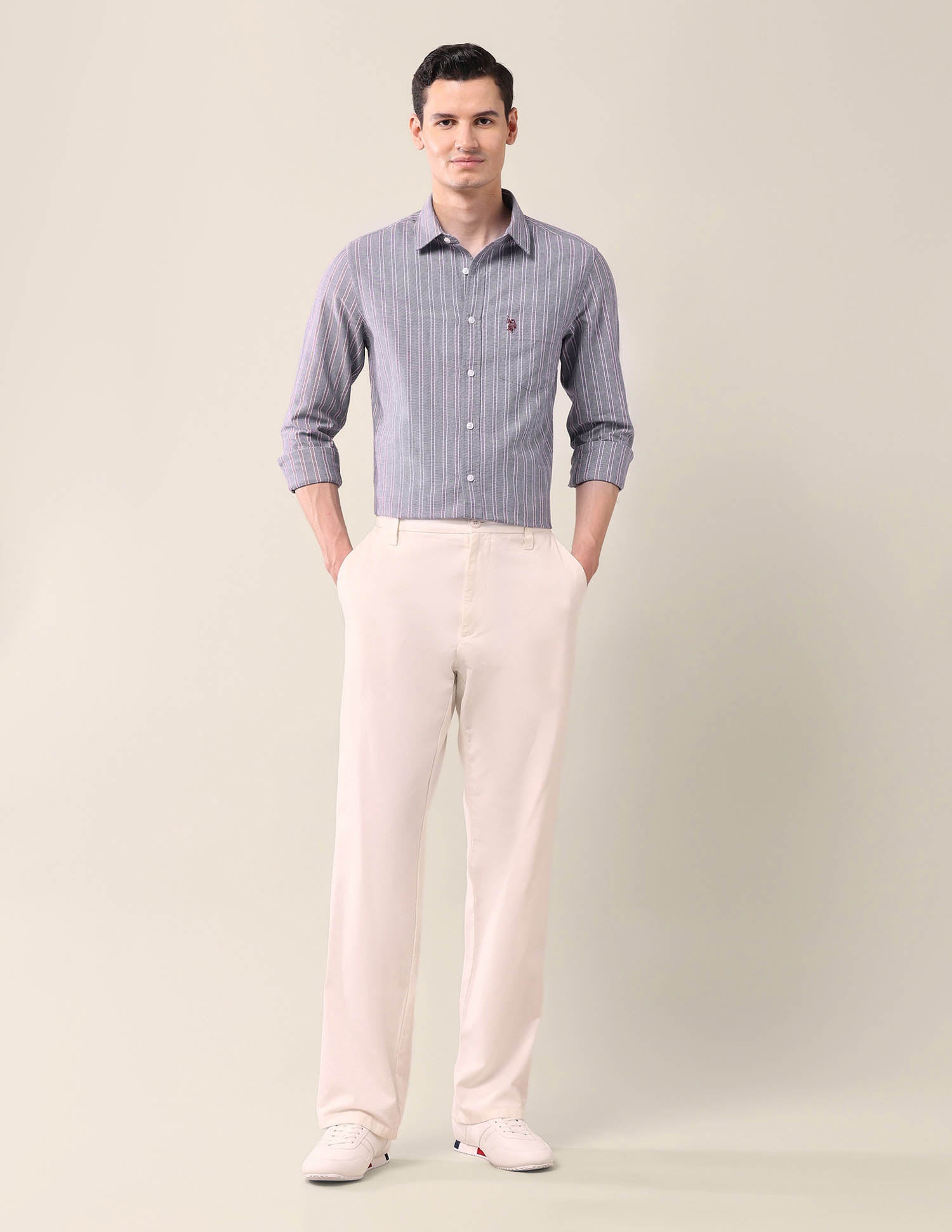 Vertical Striped Tailored Fit Shirt Navy - U.S. Polo Assn. India | Large