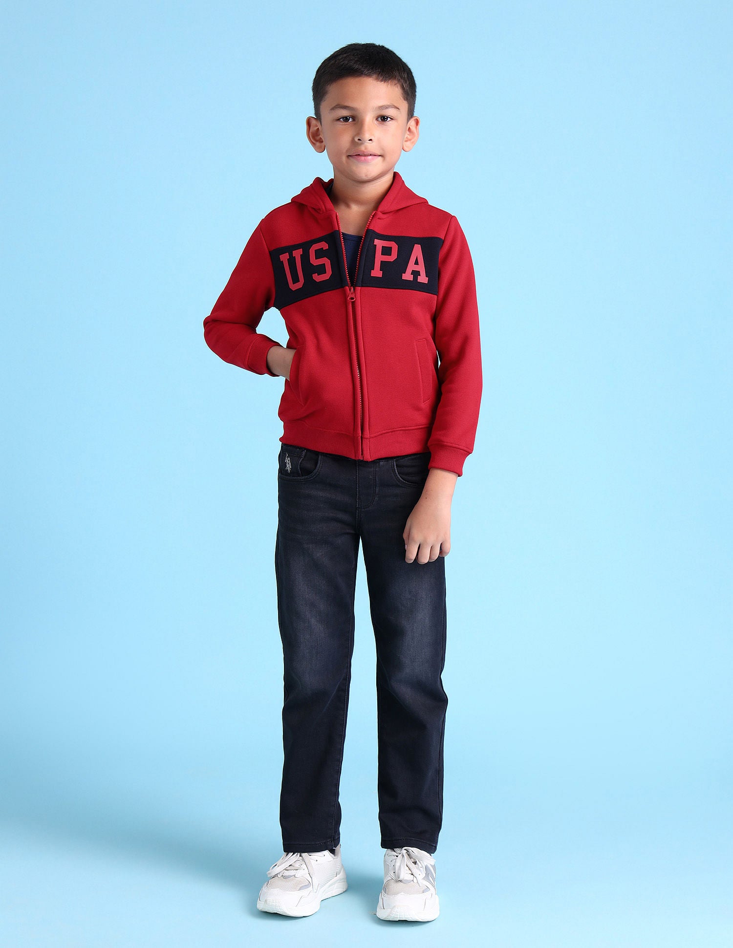 Boys Brand Printed Hooded Sweatshirt Dark Orange - U.S. POLO ASSN. | Large