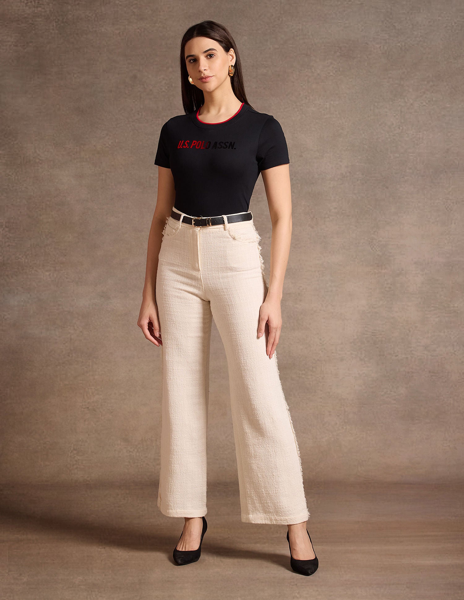 Flock Print Regular Fit T-Shirt Black - U.S. POLO ASSN. | Large