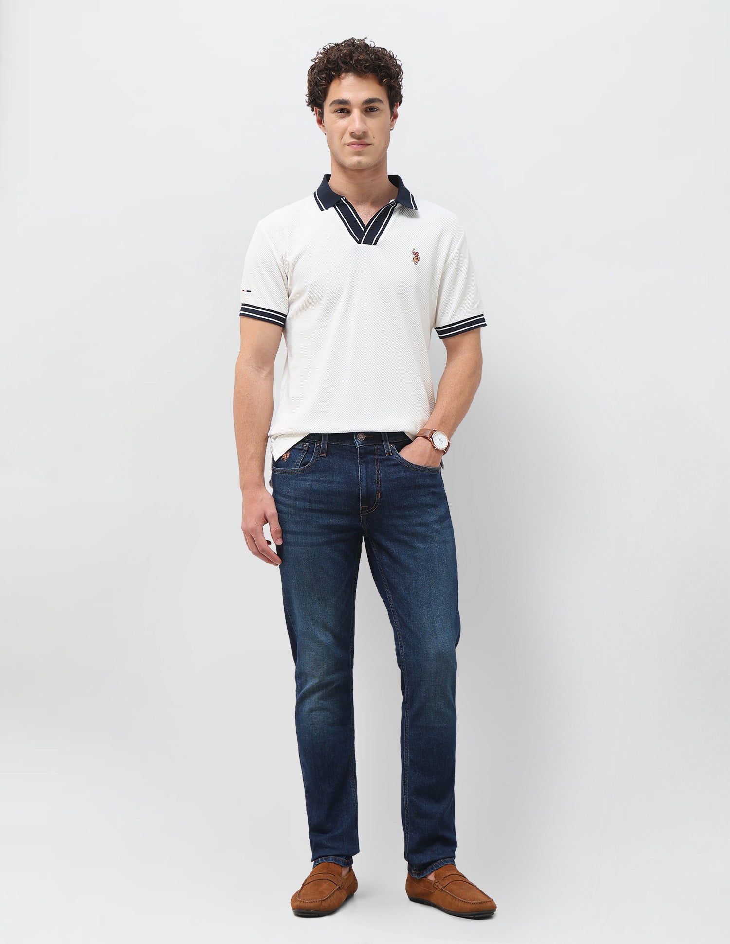 Regallo Skinny Fit Blue Jeans Mid Blue - U.S. Polo Assn. India | Large
