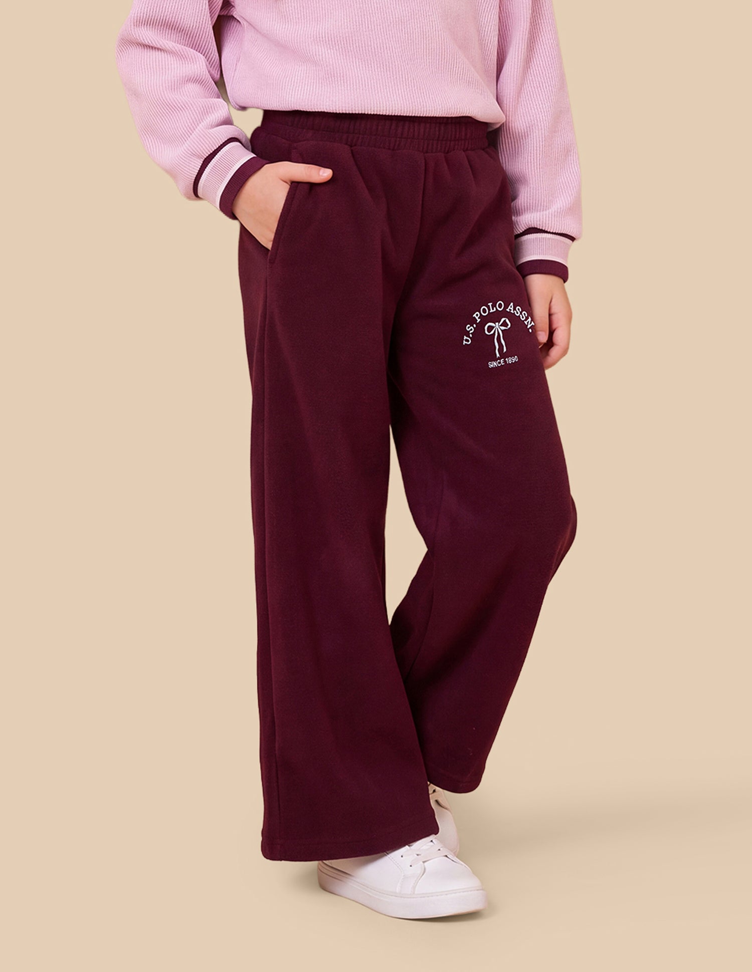 Mid Rise Loose Fit Track Pants Maroon - U.S. Polo Assn. India | Large