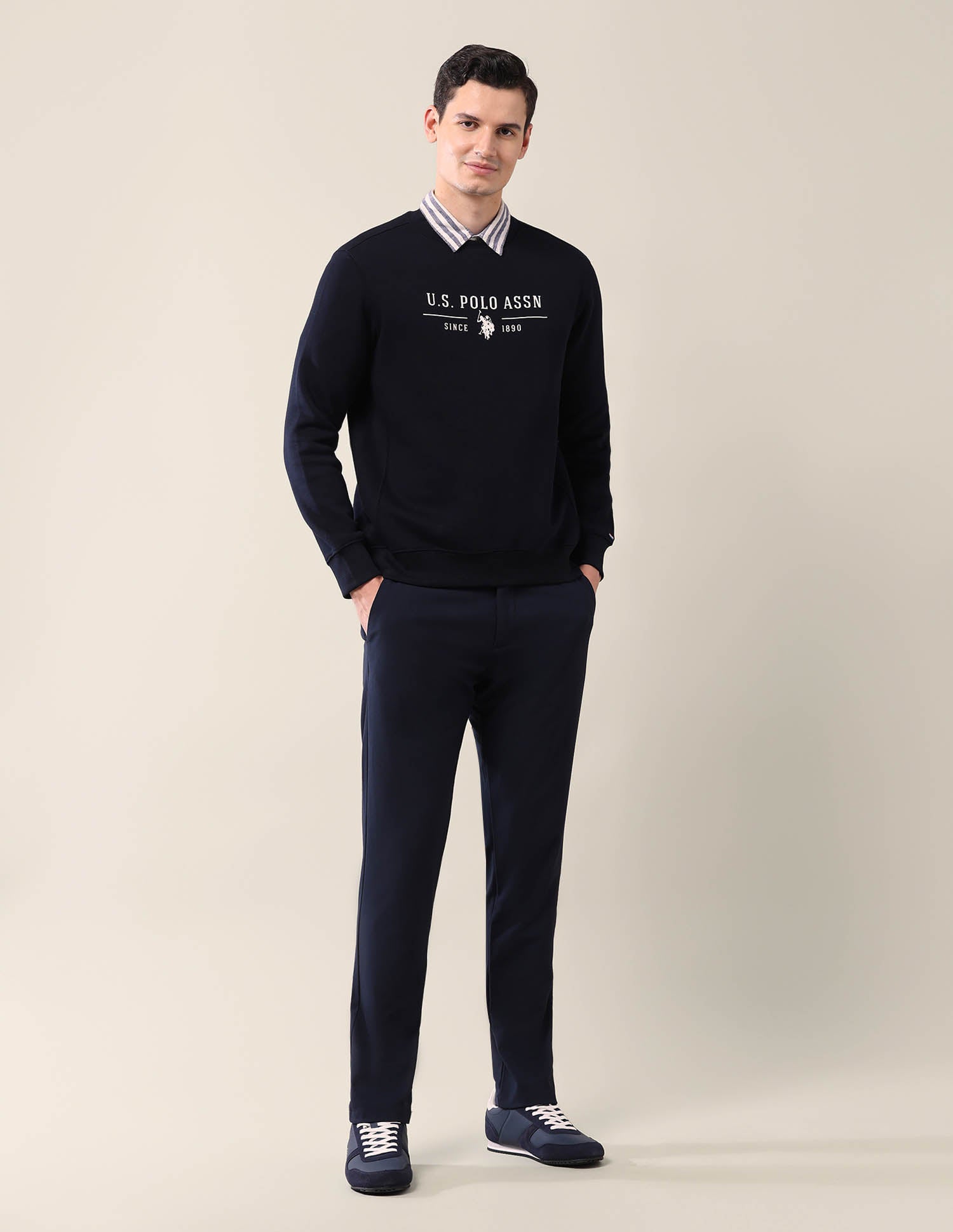 Brand Printed Regular Fit Sweatshirt Navy - U.S. POLO ASSN. | Large