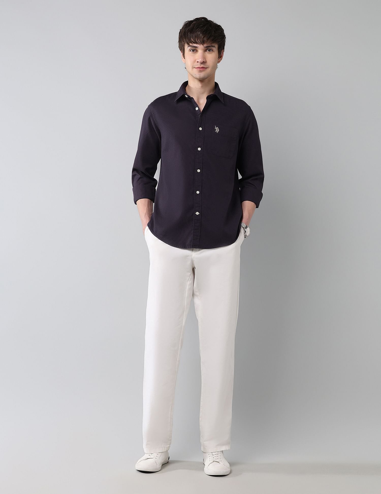 Solid Waffle Dobby Shirt Wine - U.S. Polo Assn. India | Large