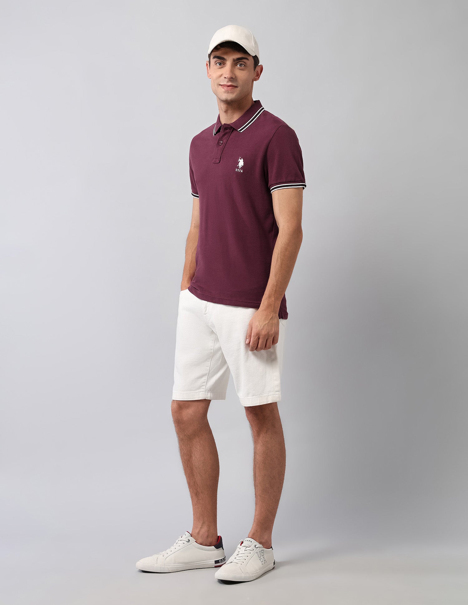 Pure Cotton Solid Polo Shirt Maroon - U.S. Polo Assn. India | Large