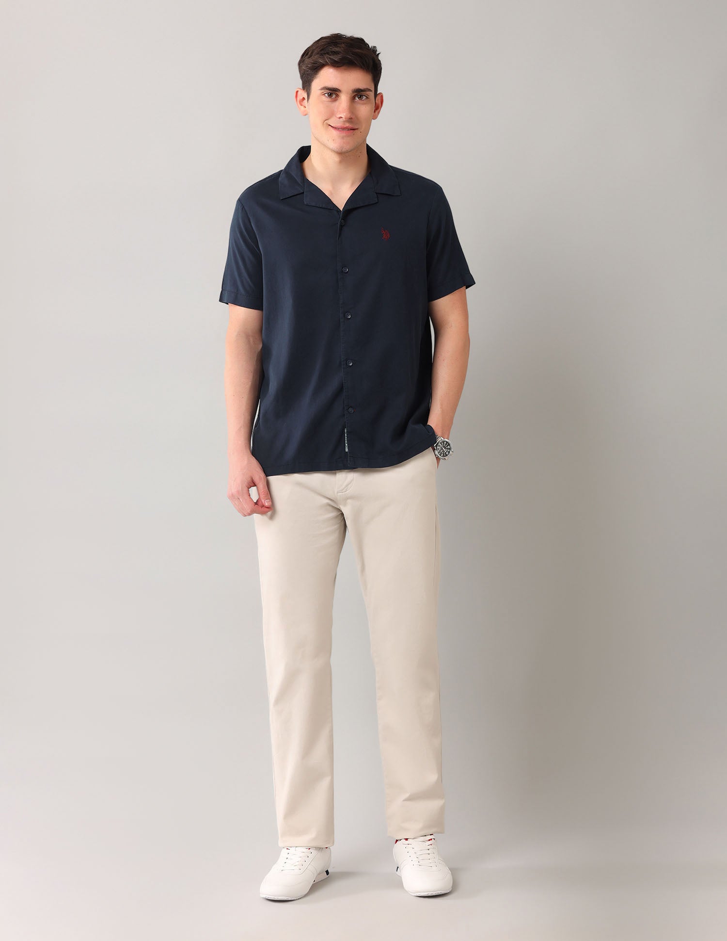 Solid Relaxed Fit Shirt Navy - U.S. Polo Assn. India | Large