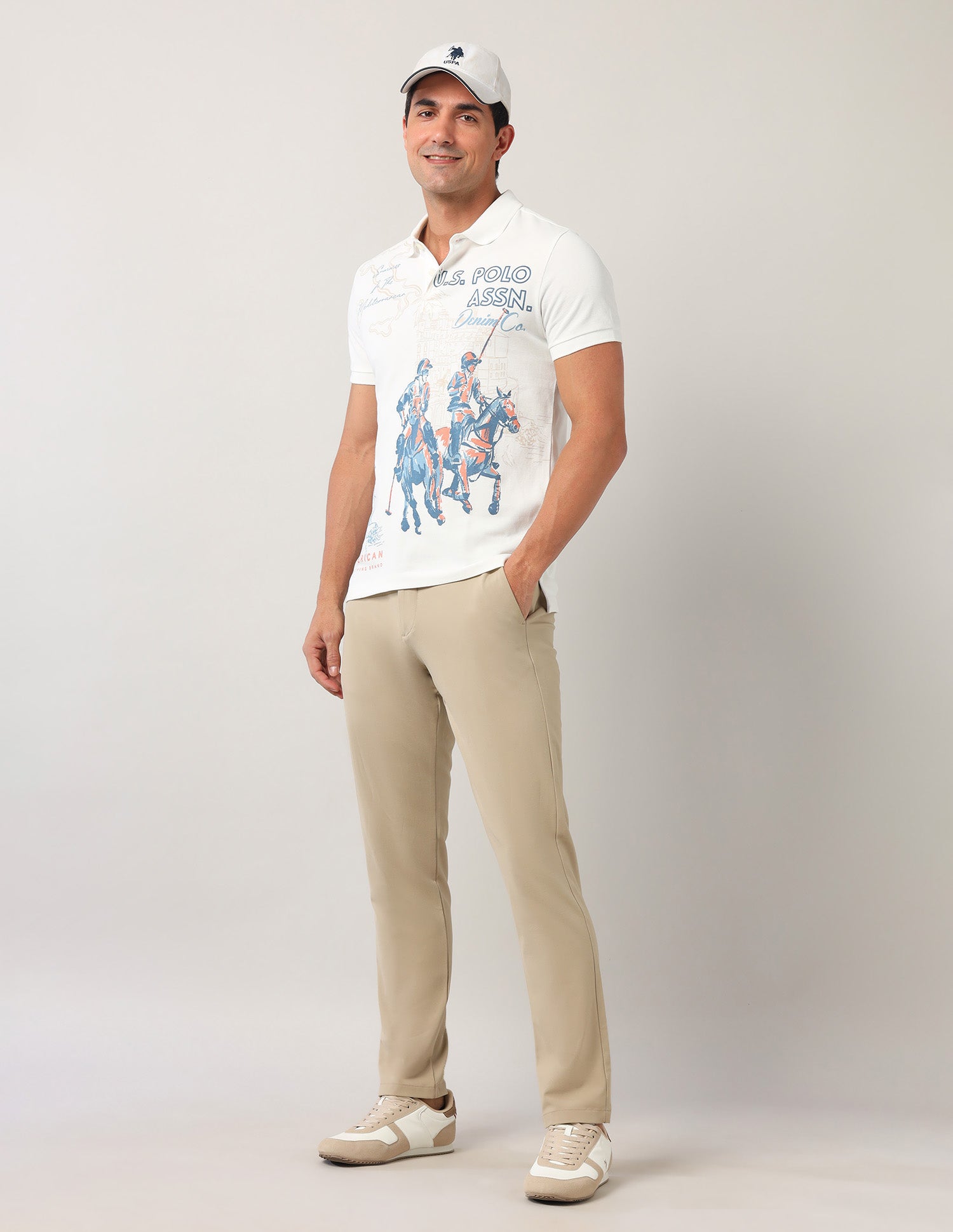 Muscle Fit Americana Polo Shirt Beige - U.S. Polo Assn. India | Large