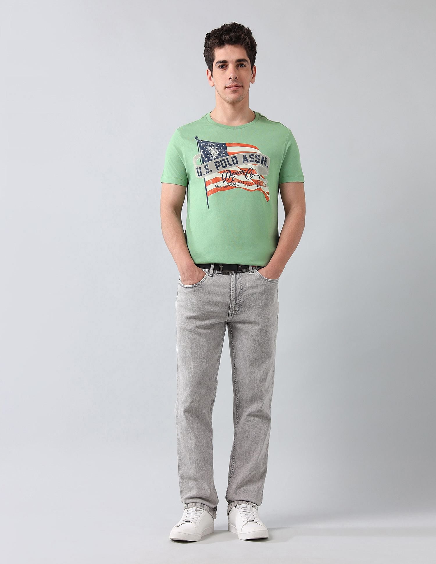 Muscle Fit Brand Printed T-Shirt Green - U.S. POLO ASSN. | Large