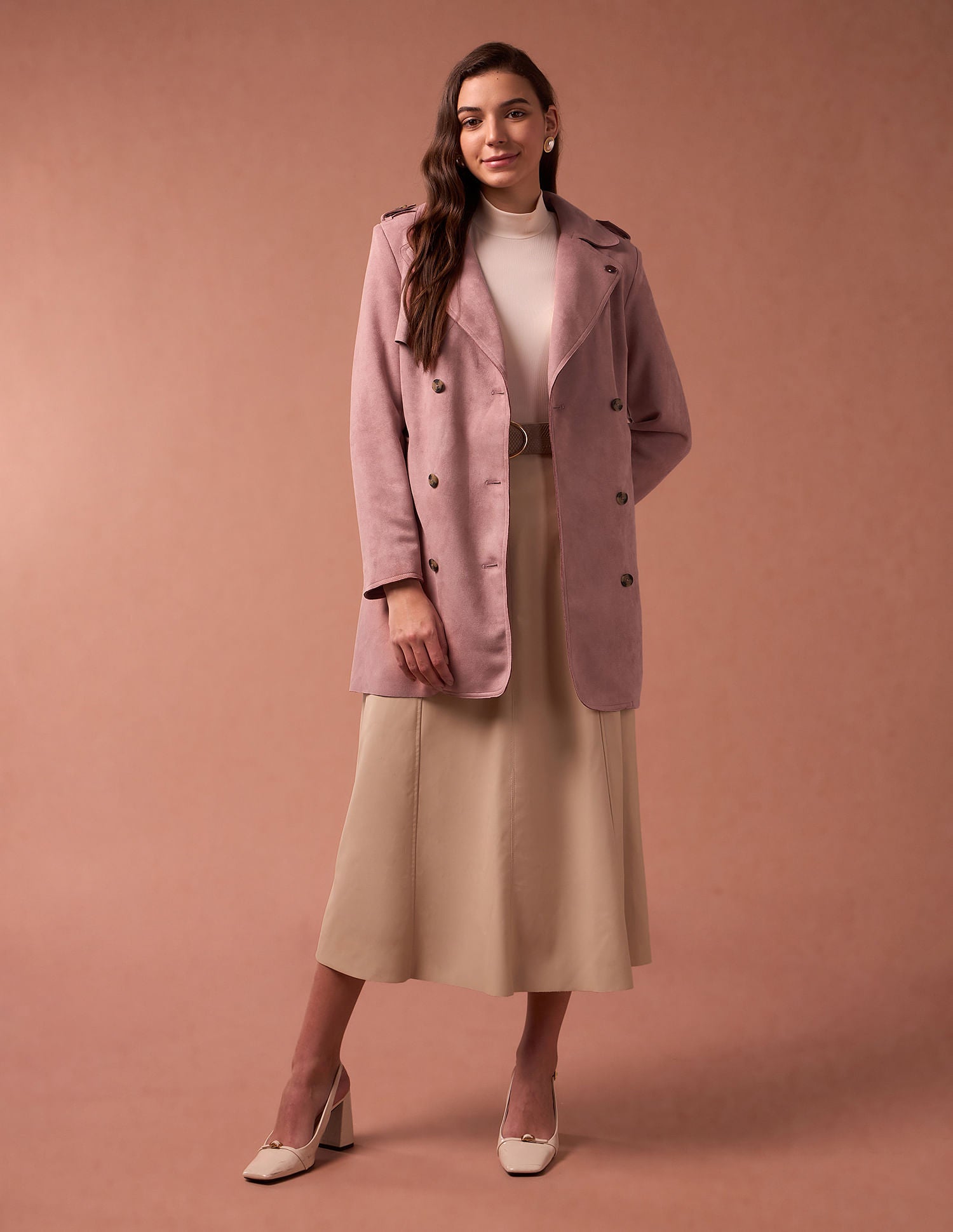 Suede Lapel Collar Jacket Dark Pink - U.S. POLO ASSN. | Large