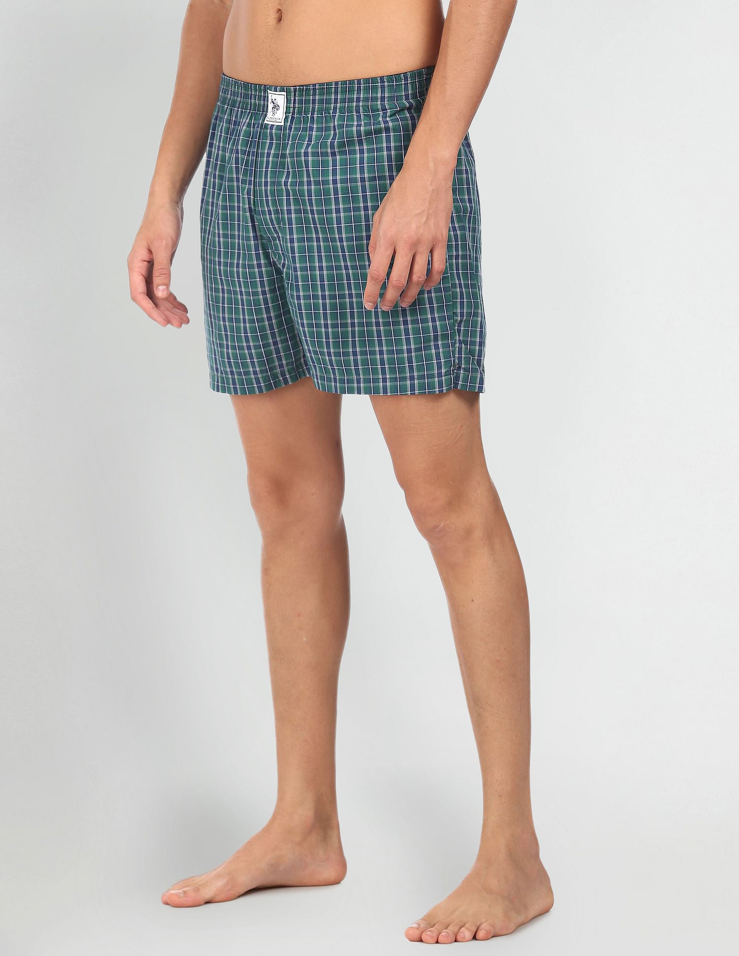 Plaid Check Pure Cotton I691 Boxers - Pack Of 2 Blue - U.S. POLO ASSN. | Large