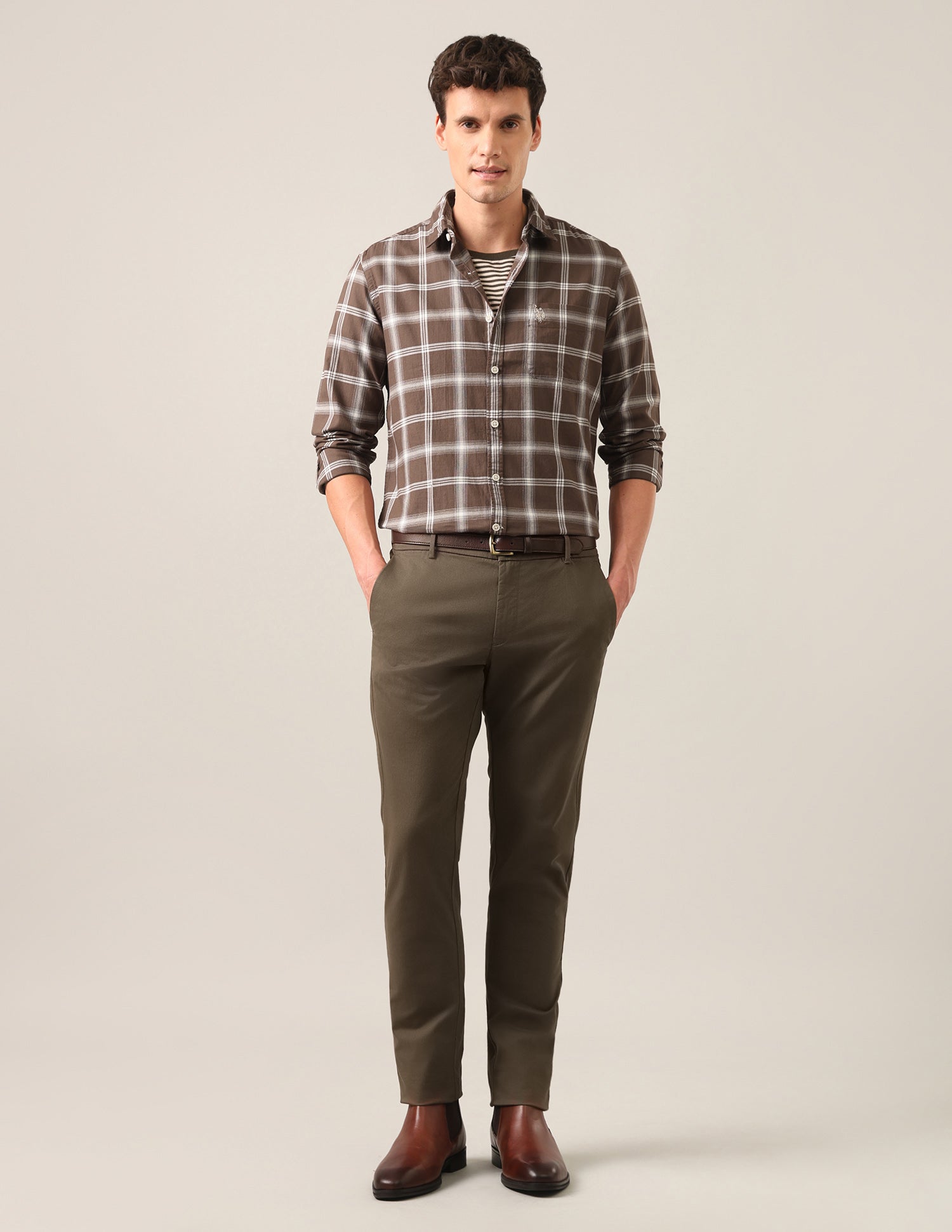 Tartan Checked Twill Shirt Brown - U.S. Polo Assn. India | Large
