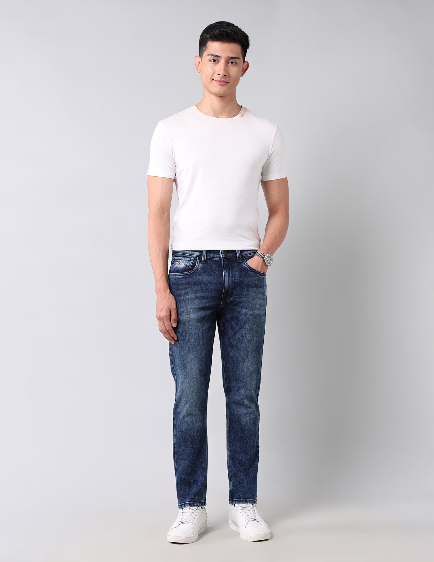 Cole Comfort Cropped Fit Blue Jeans Blue - U.S. Polo Assn. India | Large