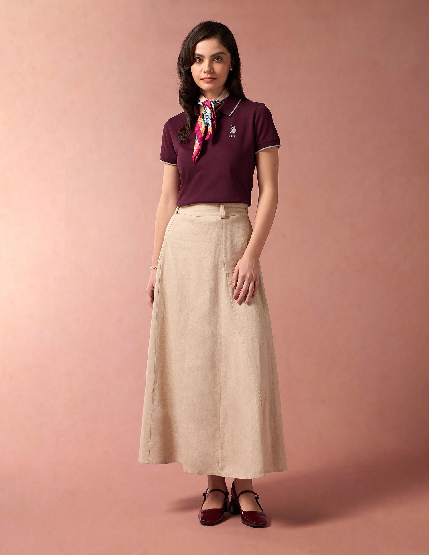 Embroidered Logo Solid Polo Shirt Maroon - U.S. POLO ASSN. | Large