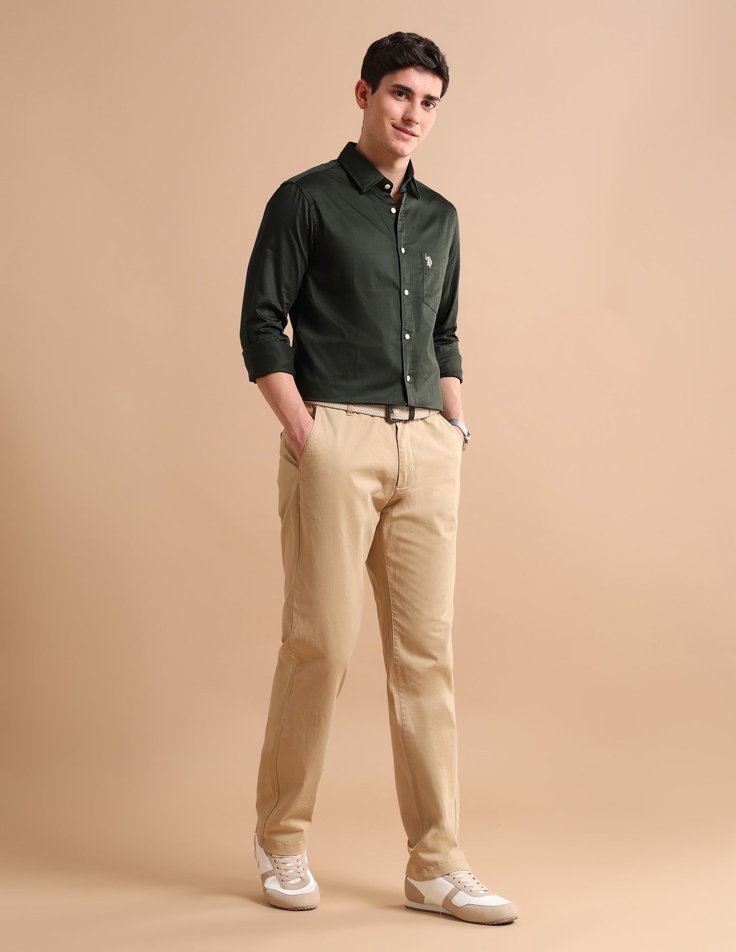 Evening Satin Shirt Dark Green - U.S. POLO ASSN. | Large