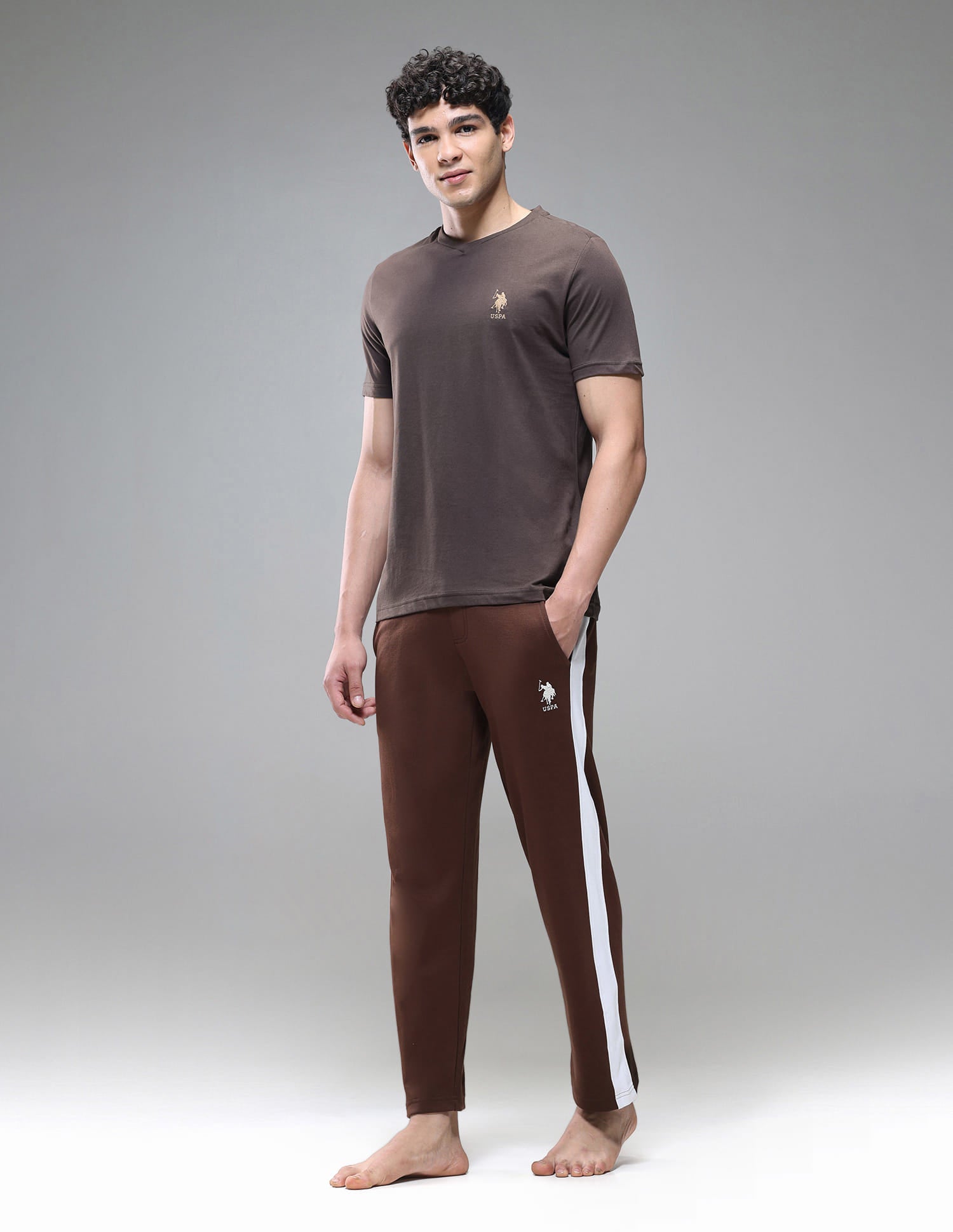 Breathable Comfort Fit I638 Lounge T-Shirt - Pack Of 1 Choco - U.S. Polo Assn. India | Large
