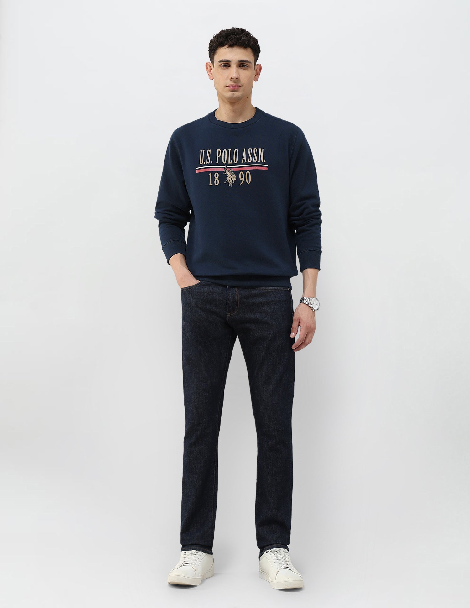 Brand Printed Regular Fit Sweatshirt Navy - U.S. POLO ASSN. | Large