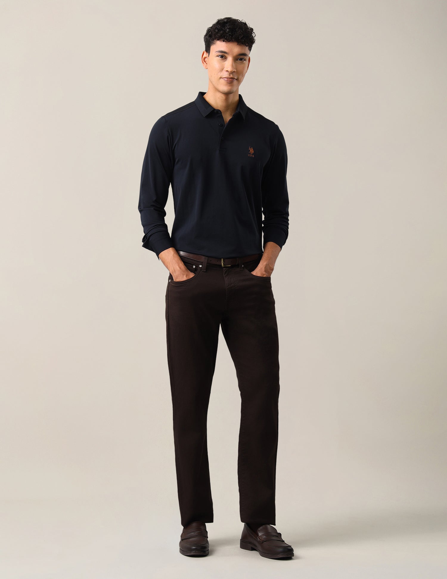 Solid Slim Fit Polo Shirt Navy - U.S. Polo Assn. India | Large