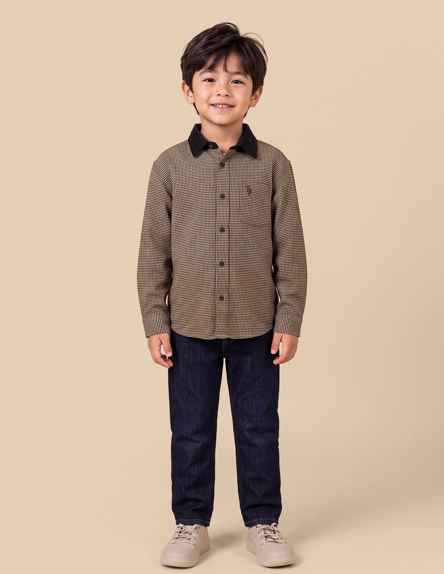 Houndstooth Twill Shirt Brown - U.S. Polo Assn. India | Large