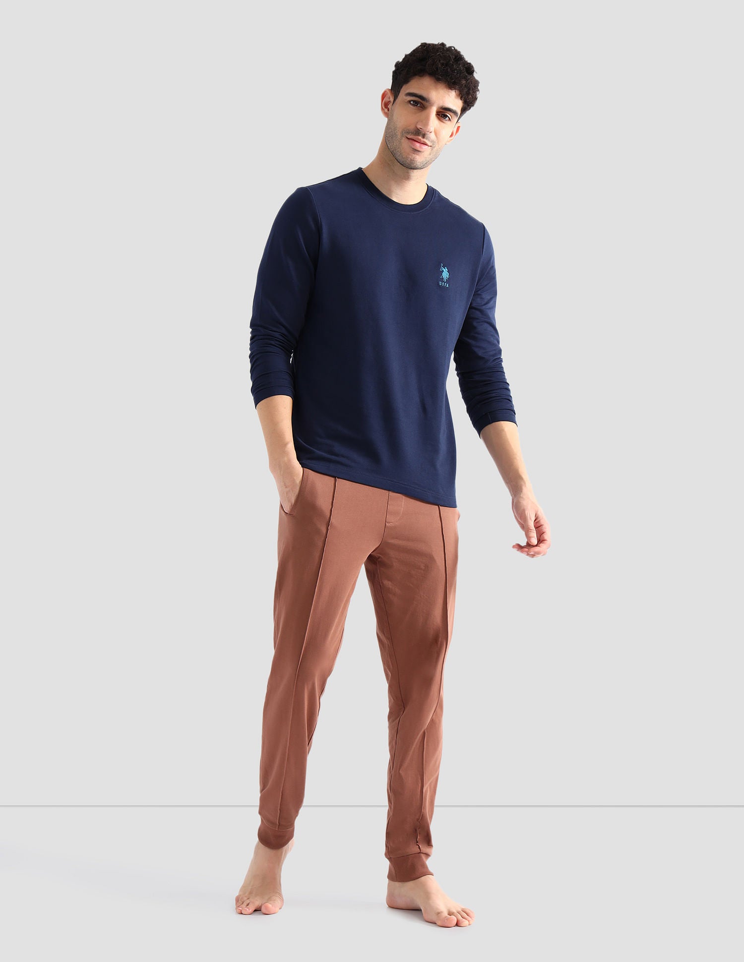 Round Neck Pure Cotton Lounge T-Shirt Navy - U.S. POLO ASSN. | Large