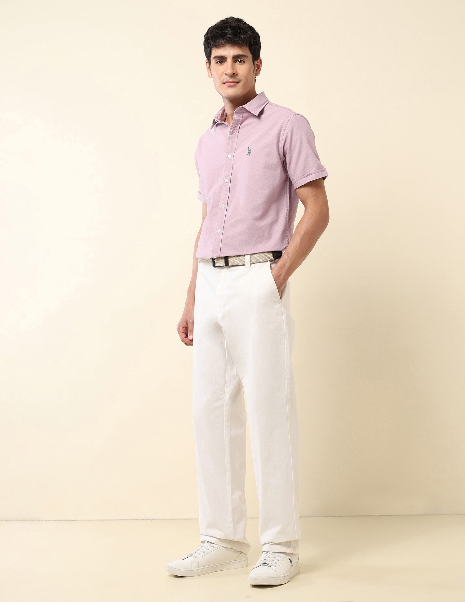 Tailored Fit Pure Cotton Oxford Shirt Lavender - U.S. Polo Assn. India | Large