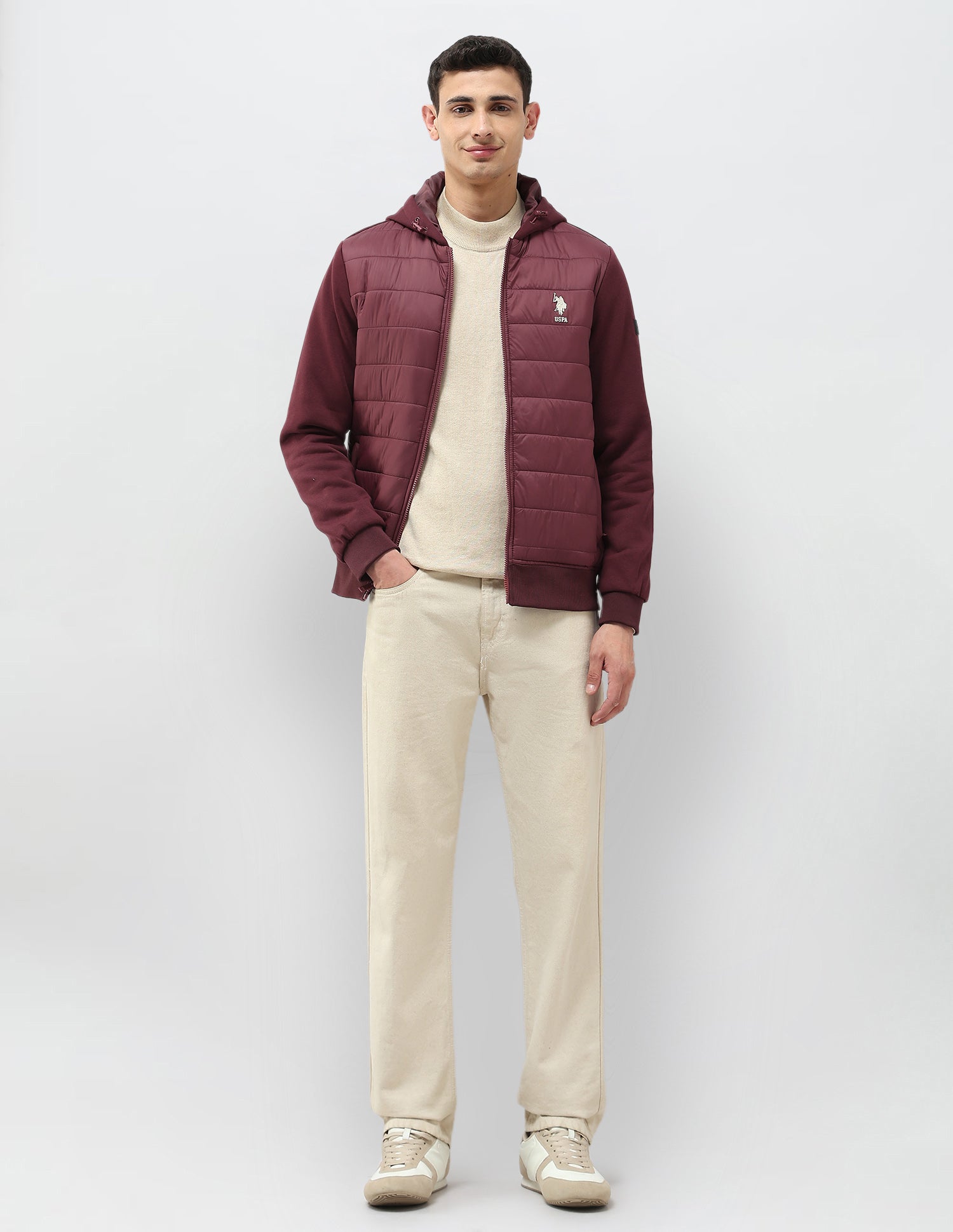 Solid Hooded Puffer Jacket Maroon - U.S. POLO ASSN. | Large