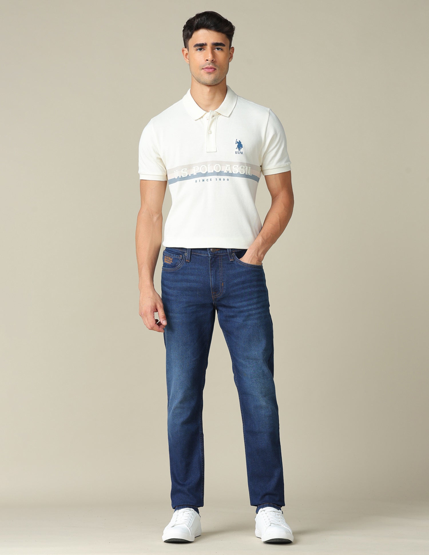 Brandon Slim Tapered Fit Blue Jeans Dark Indigo - U.S. POLO ASSN. | Large