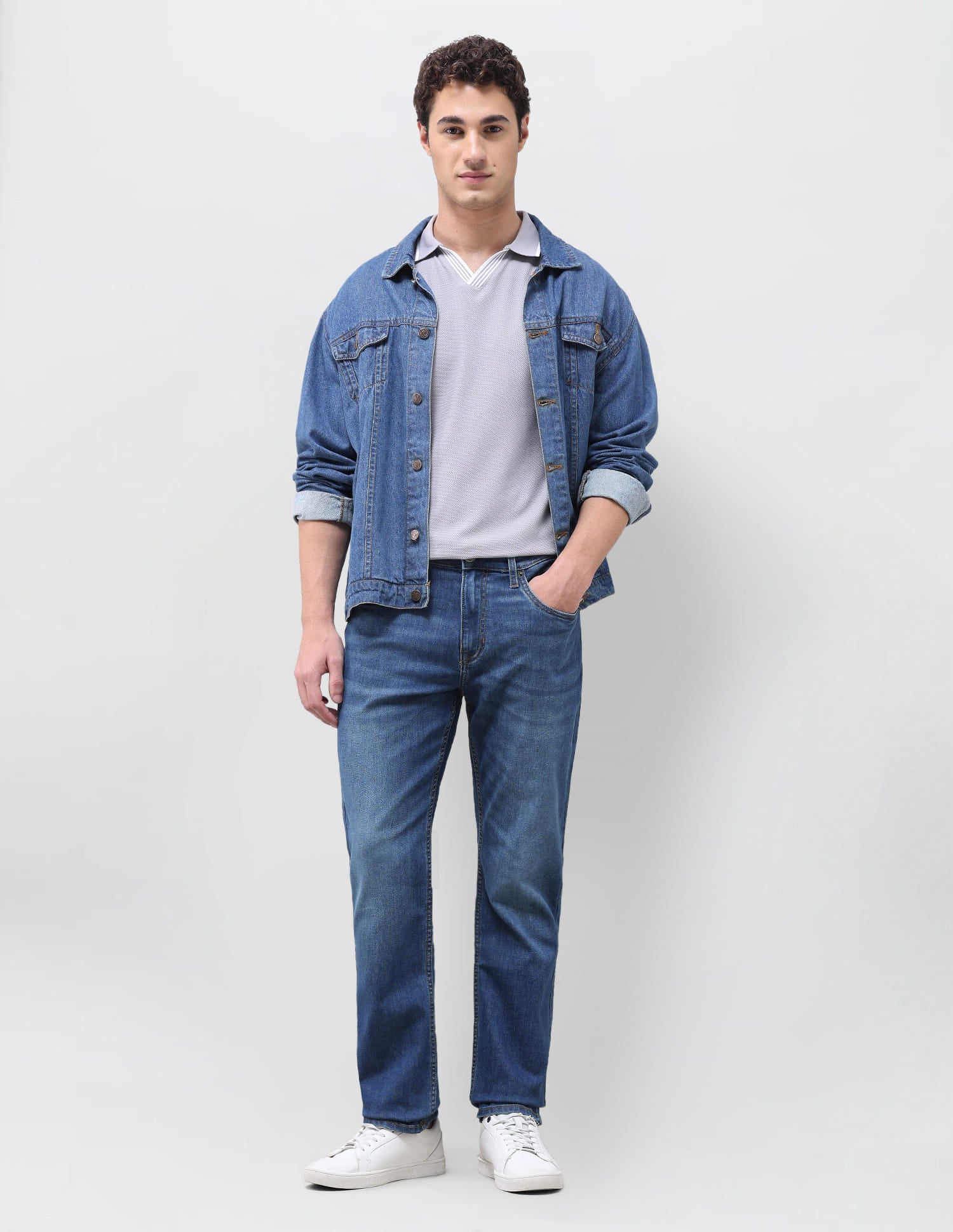 Solid Slim Straight Fit Jeans Blue - U.S. Polo Assn. India | Large