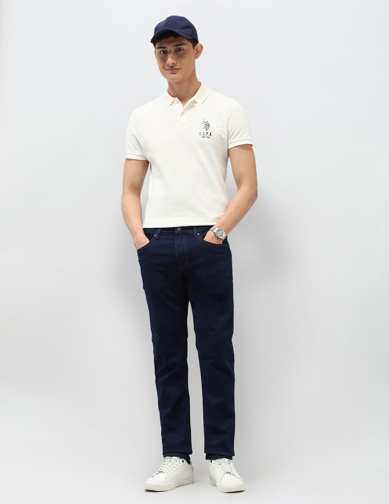 Brandon Slim Tapered Fit Blue Jeans Blue - U.S. POLO ASSN. | Large