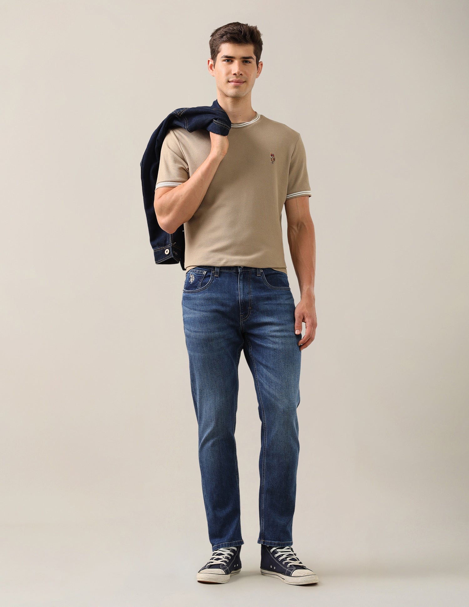 Cole Comfort Cropped Fit Blue Jeans Blue - U.S. Polo Assn. India | Large