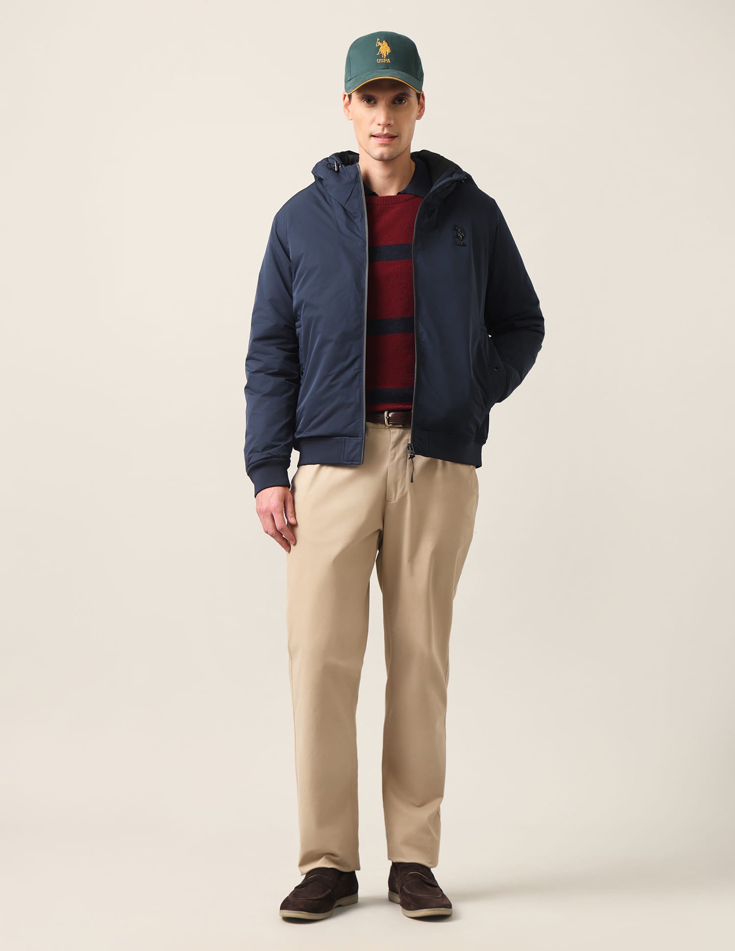 Colour blocked Regular Fit Jacket Navy - U.S. Polo Assn. India | Large