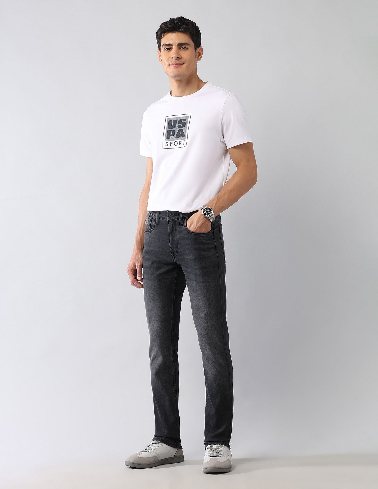 Regallo Skinny Fit Black Jeans Black - U.S. Polo Assn. India | Large