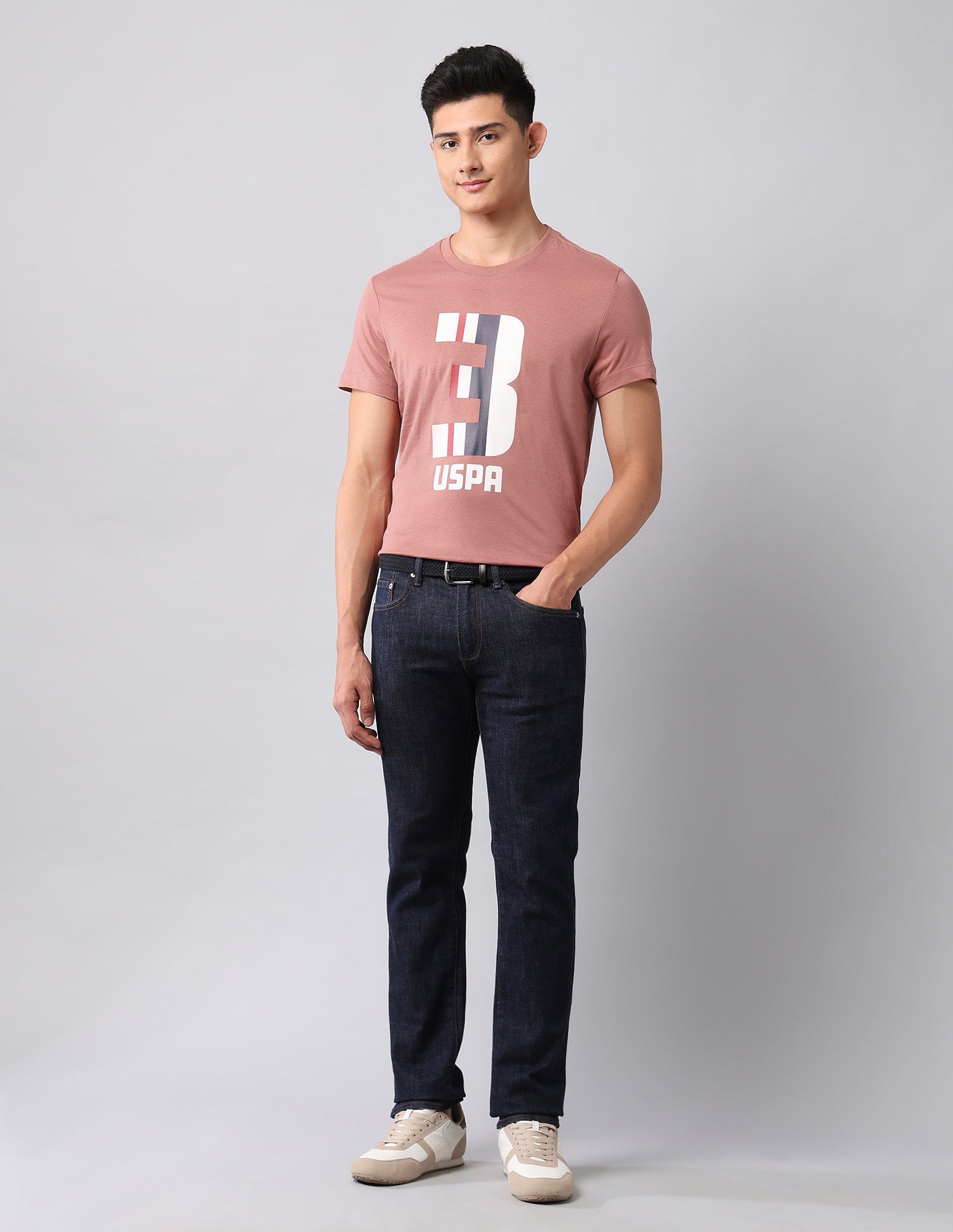 Brand Printed Muscle Fit T-Shirt Peach - U.S. POLO ASSN. | Large