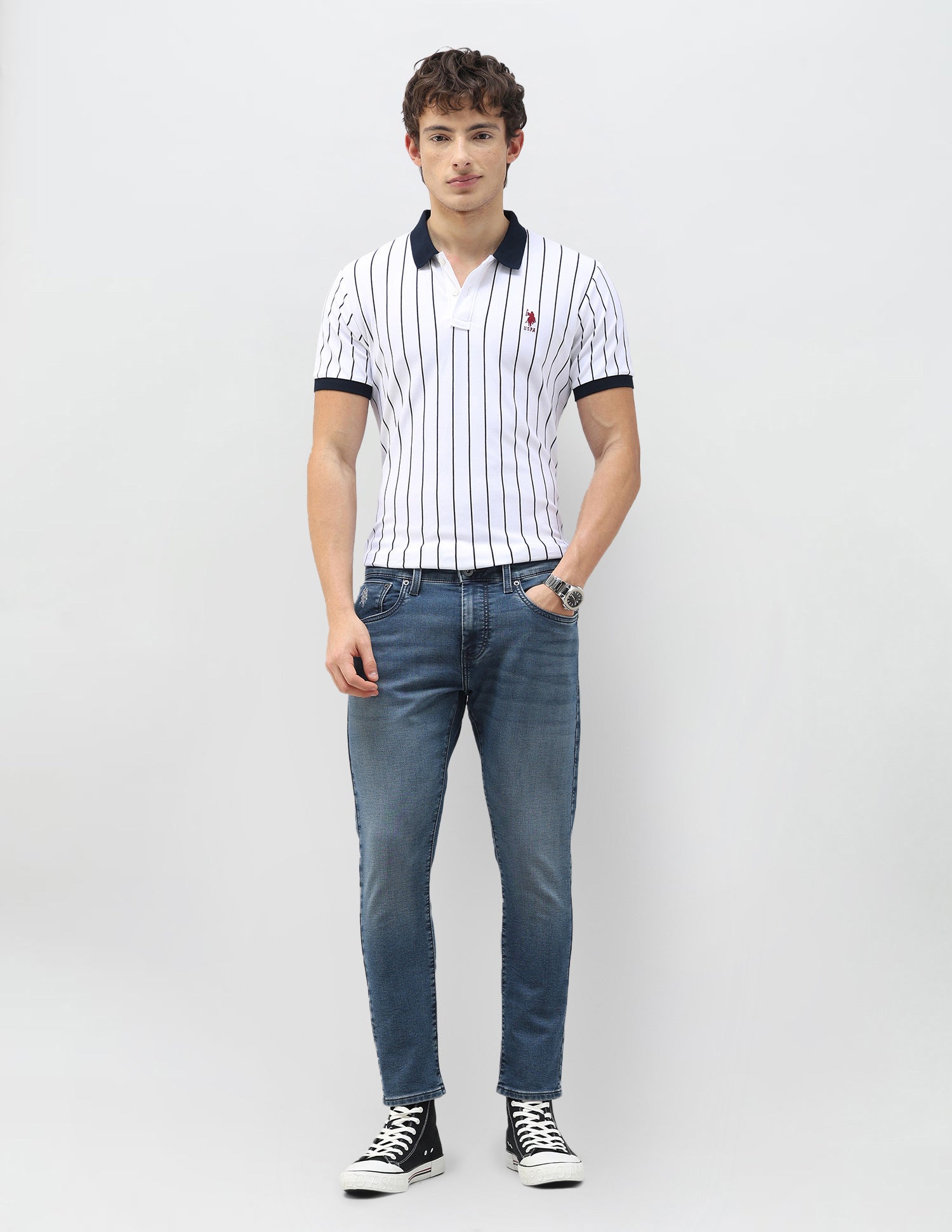 Henry Tapered Fit Blue Jeans Mid Blue - U.S. Polo Assn. India | Large